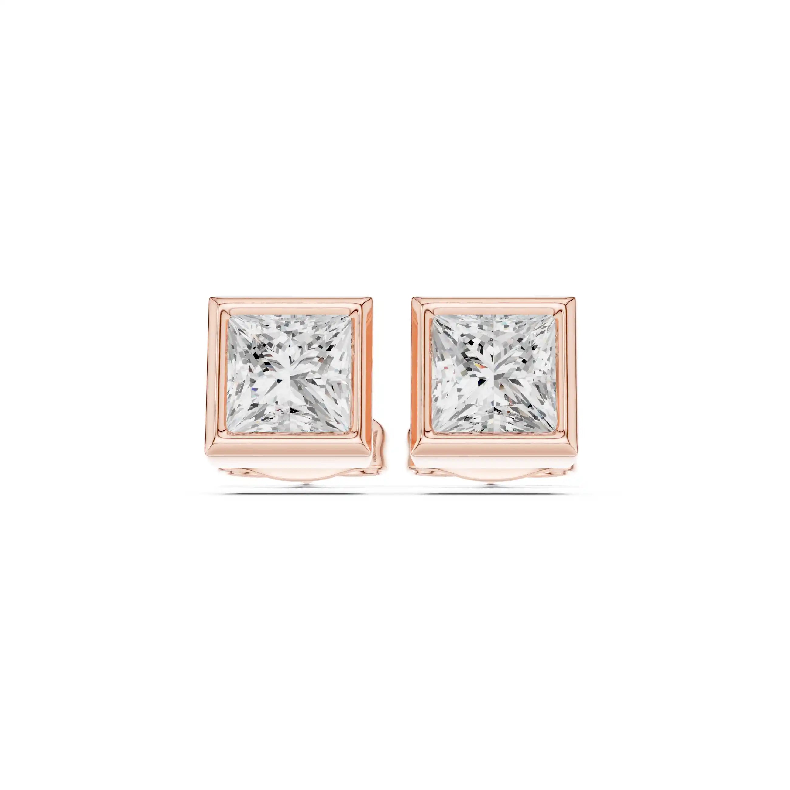 Dylemma Essential Bezel Set Studs - Princess