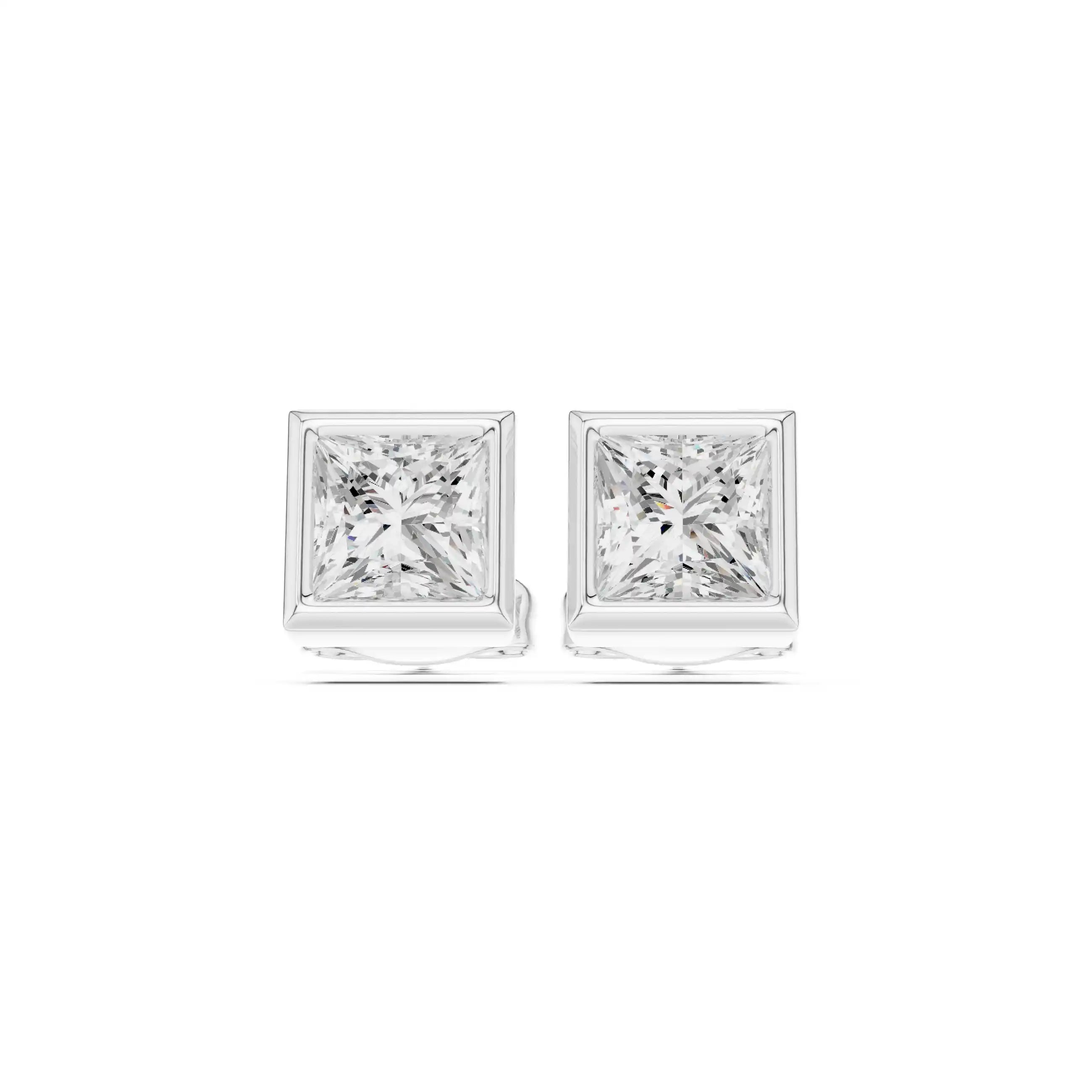 Dylemma Essential Bezel Set Studs - Princess