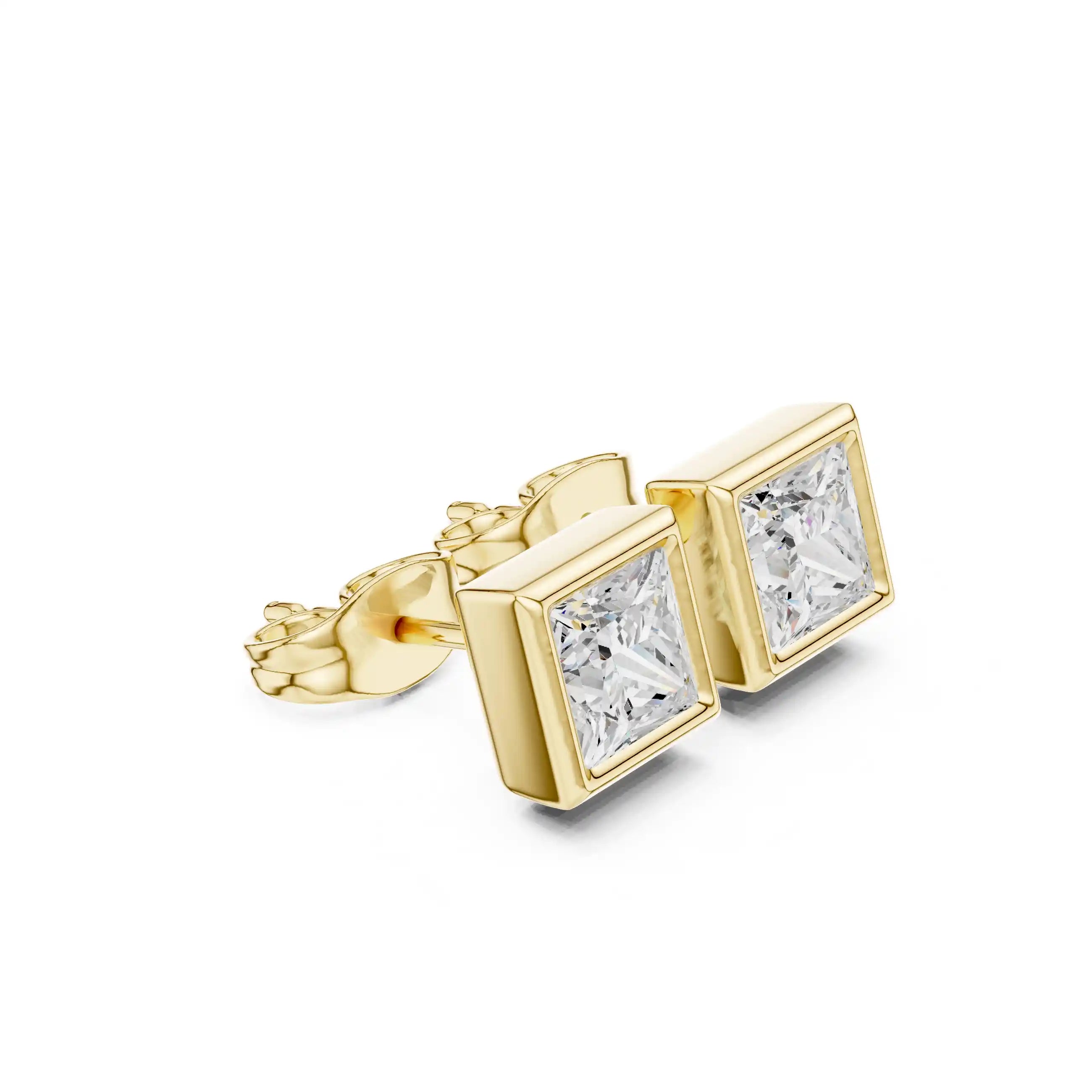 Dylemma Essential Bezel Set Studs - Princess