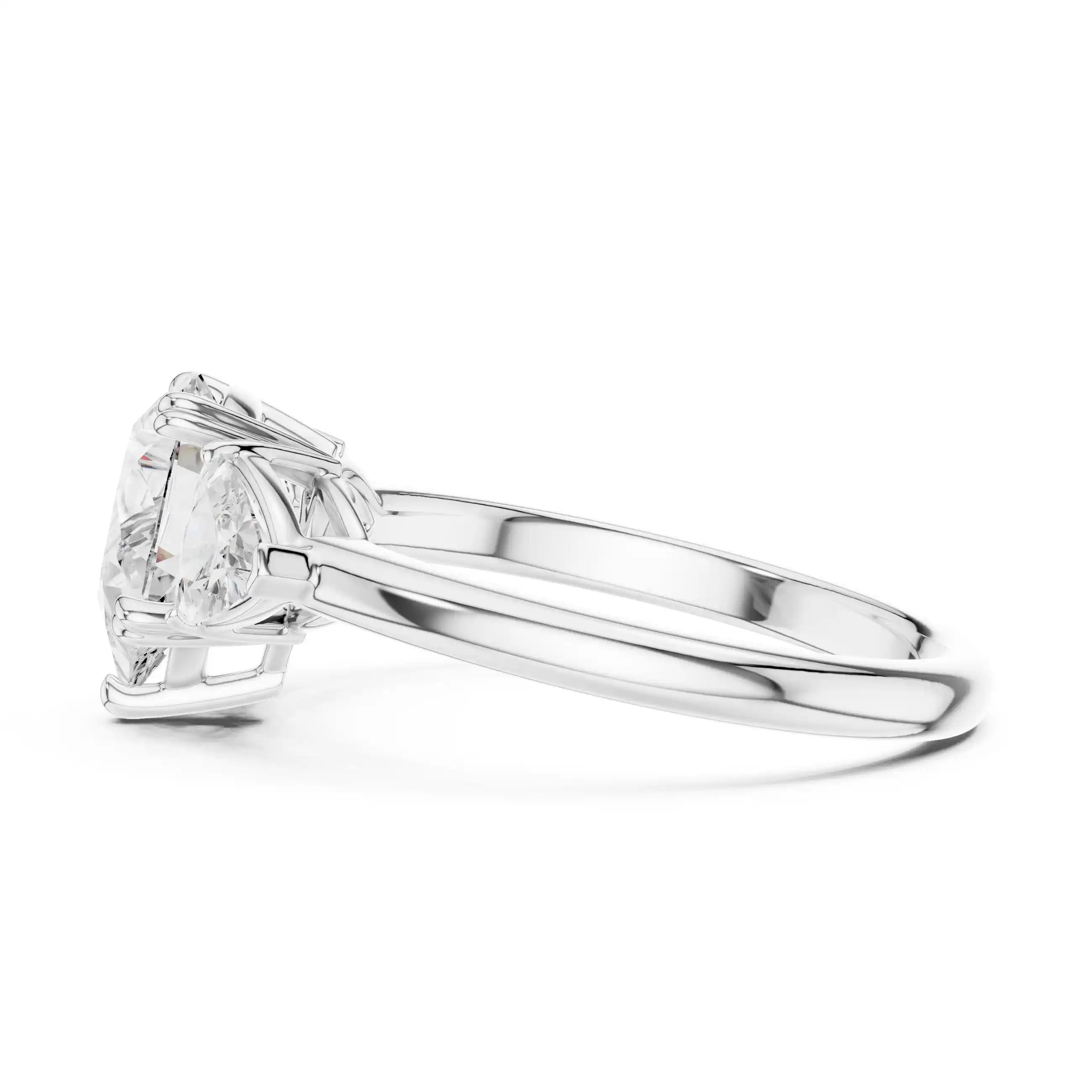 Three-Stone Pear-Cut Diamond Engagement Ring