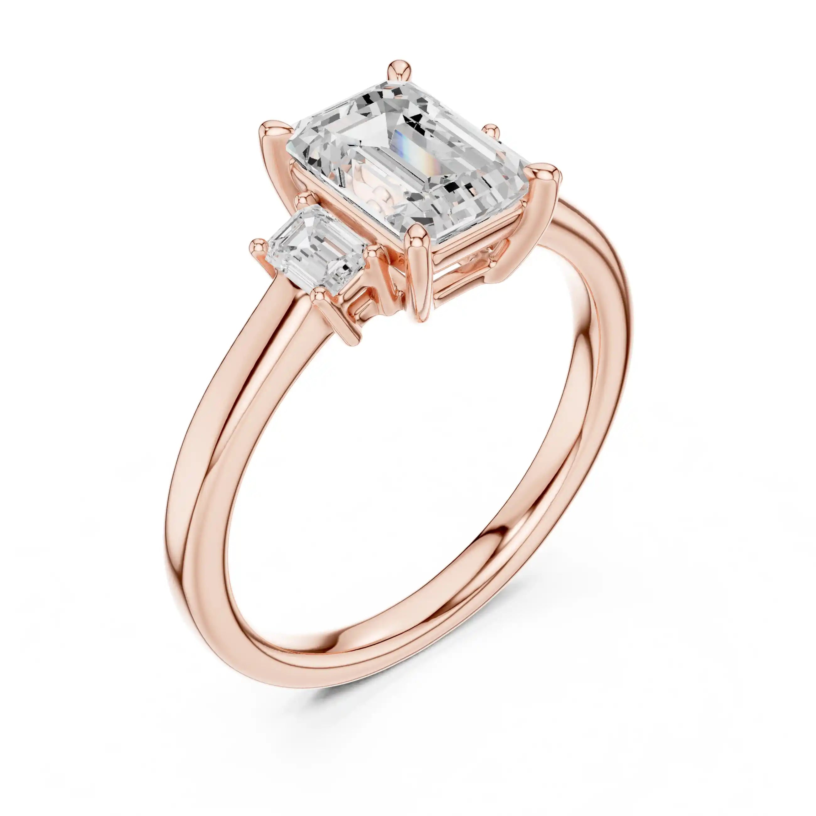 Three-Stone Emerald-Cut Diamond Ring