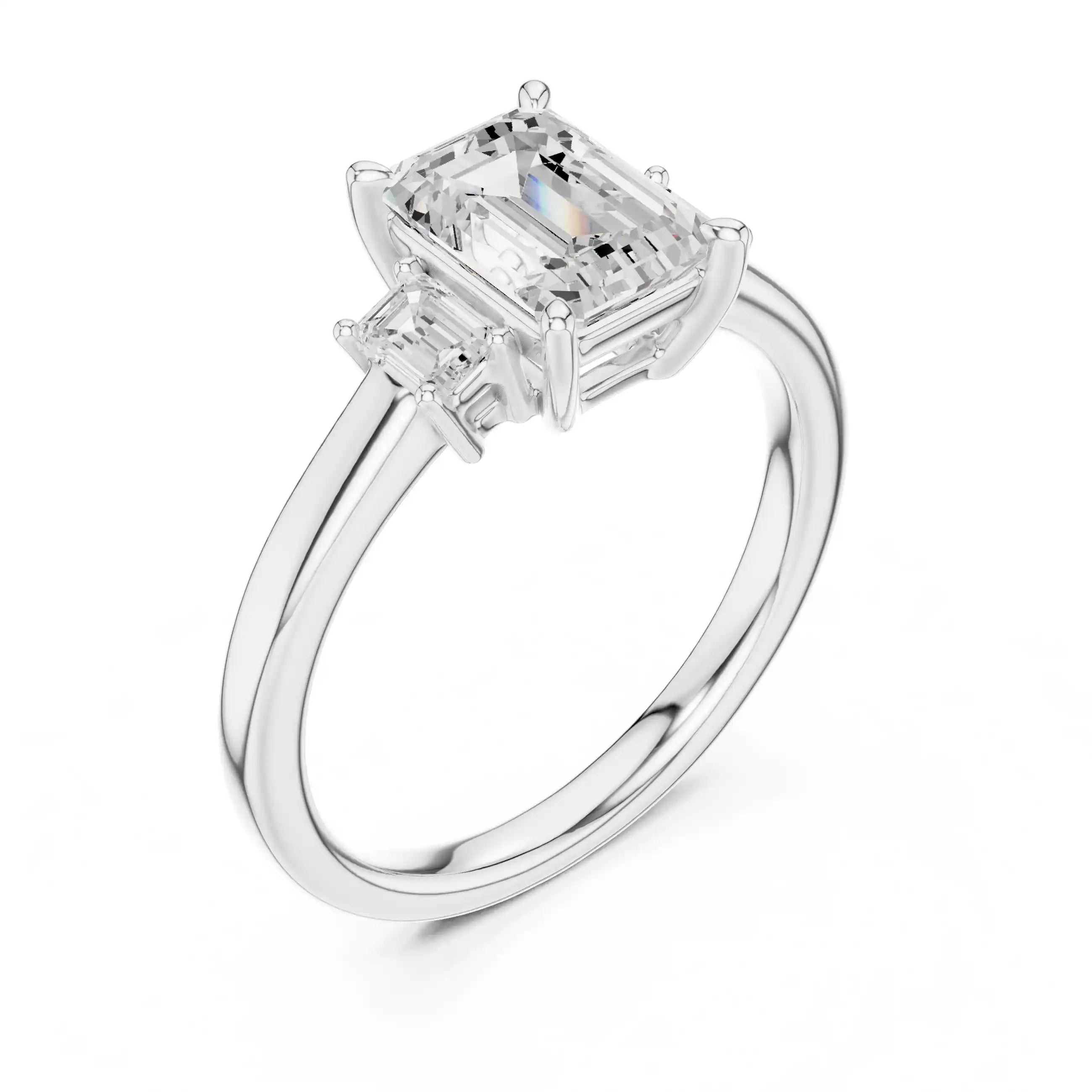 Three-Stone Emerald-Cut Diamond Ring