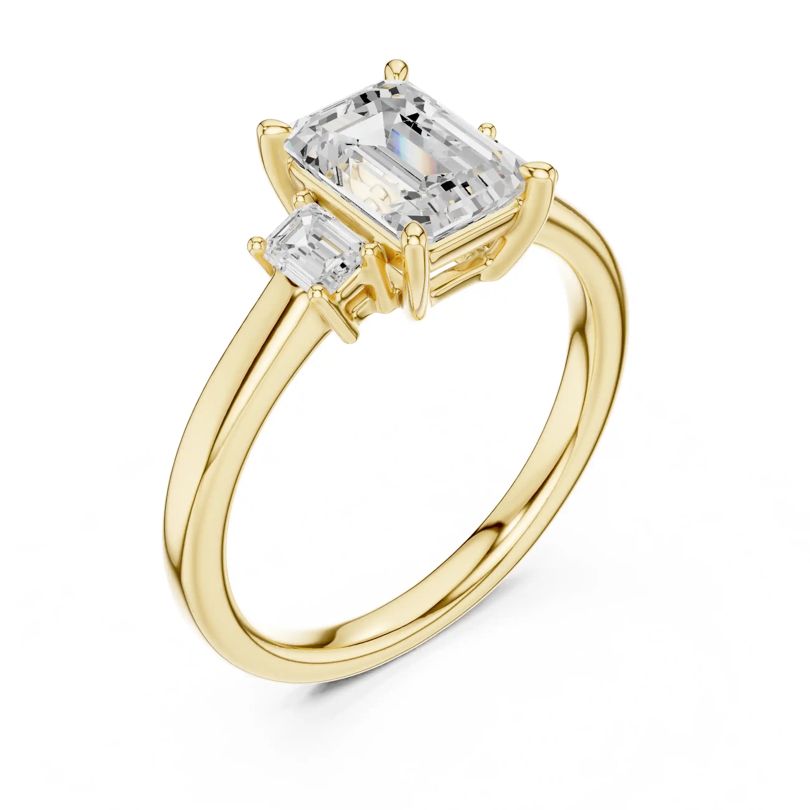 Three-Stone Emerald-Cut Diamond Ring