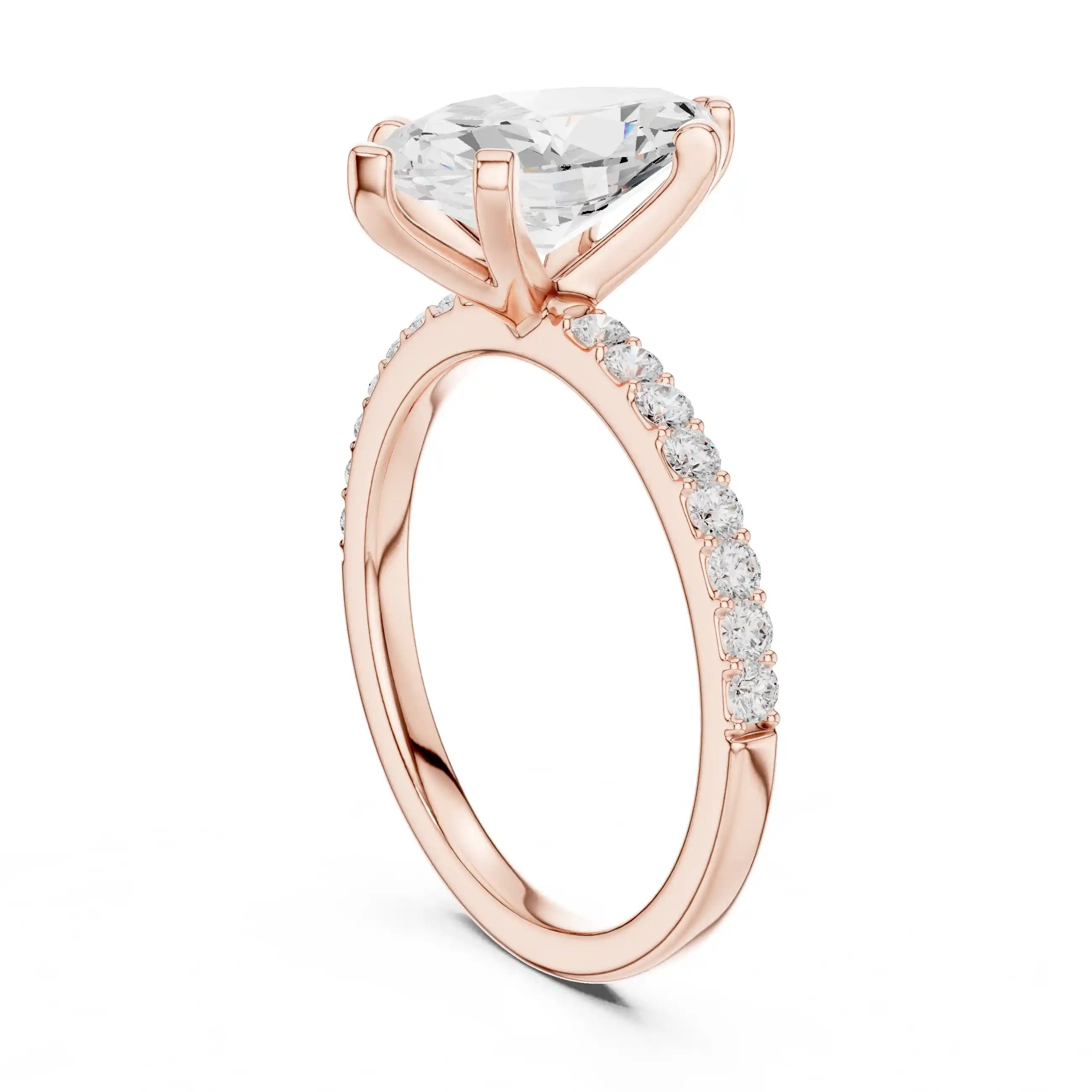 Marquise Diamond Ring with Pavé Band