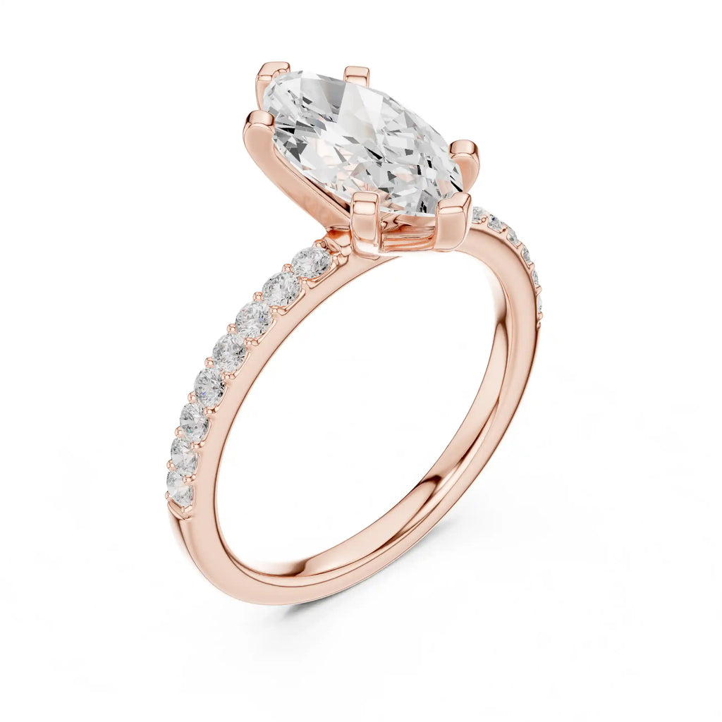 Marquise Diamond Ring with Pavé Band