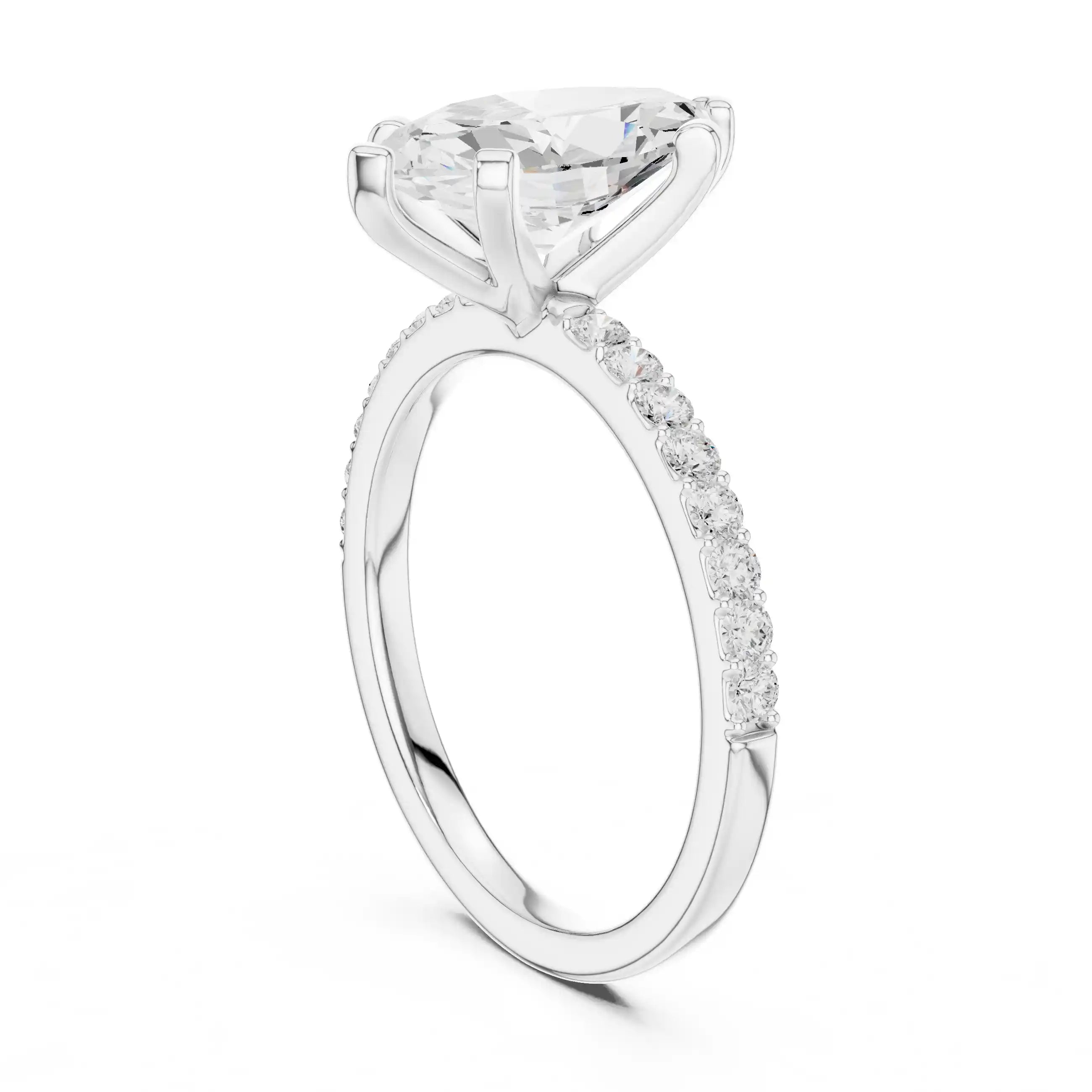 Marquise Diamond Ring with Pavé Band