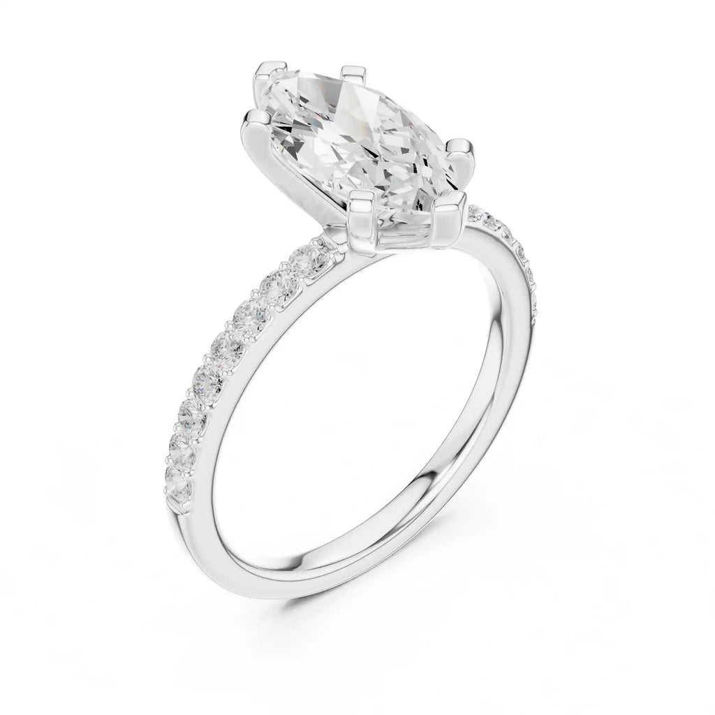 Marquise Diamond Ring with Pavé Band
