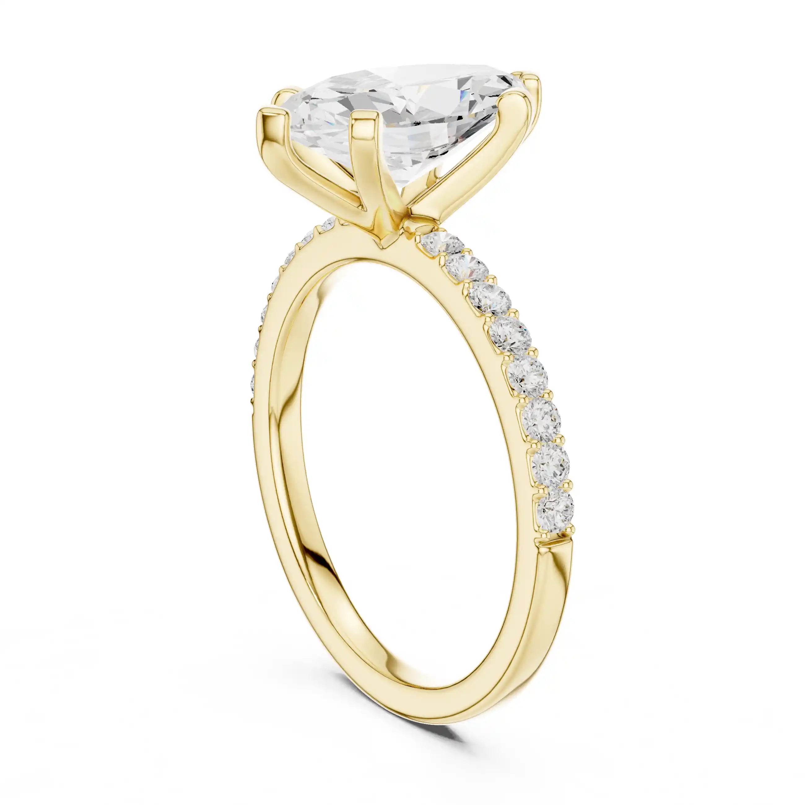 Marquise Diamond Ring with Pavé Band
