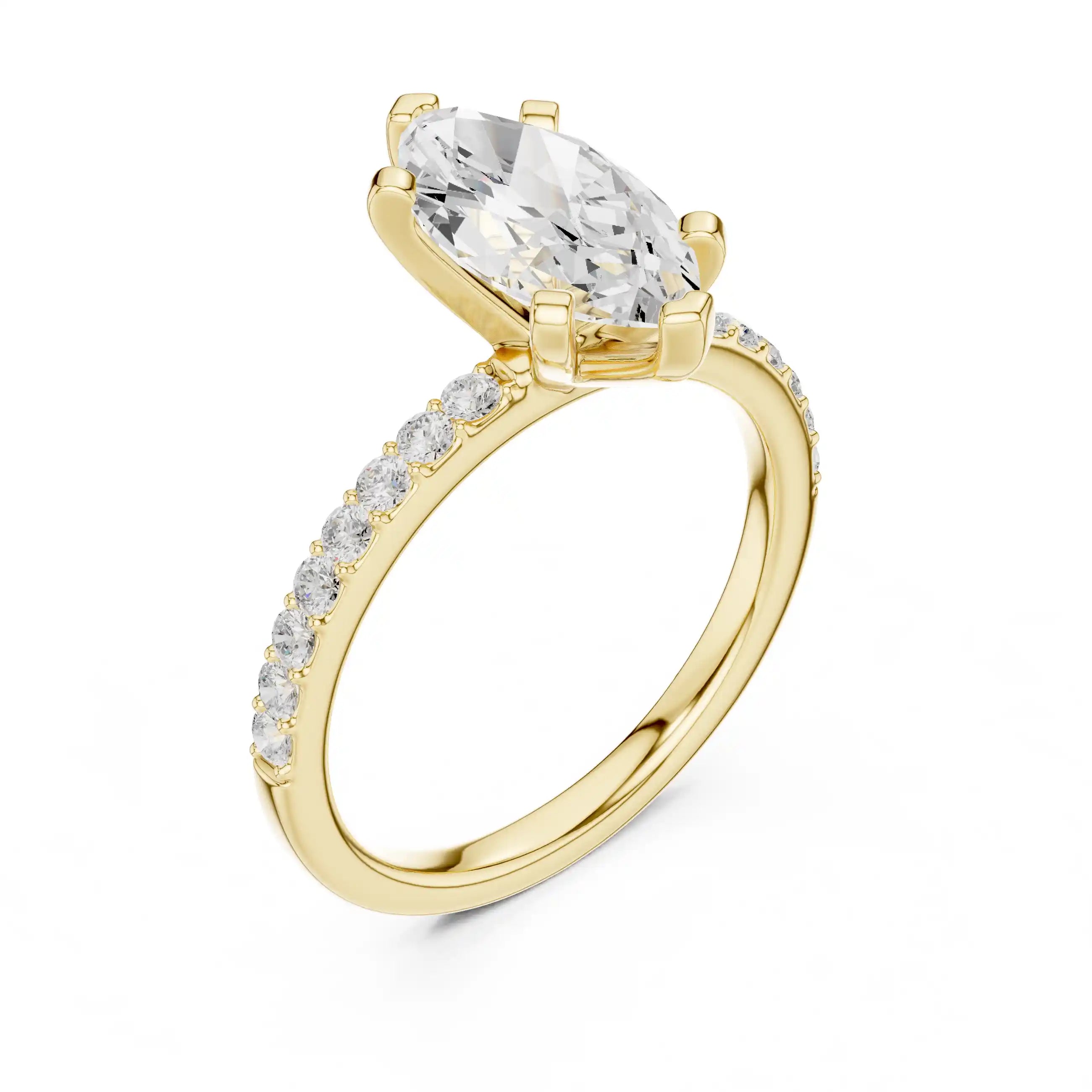Marquise Diamond Ring with Pavé Band