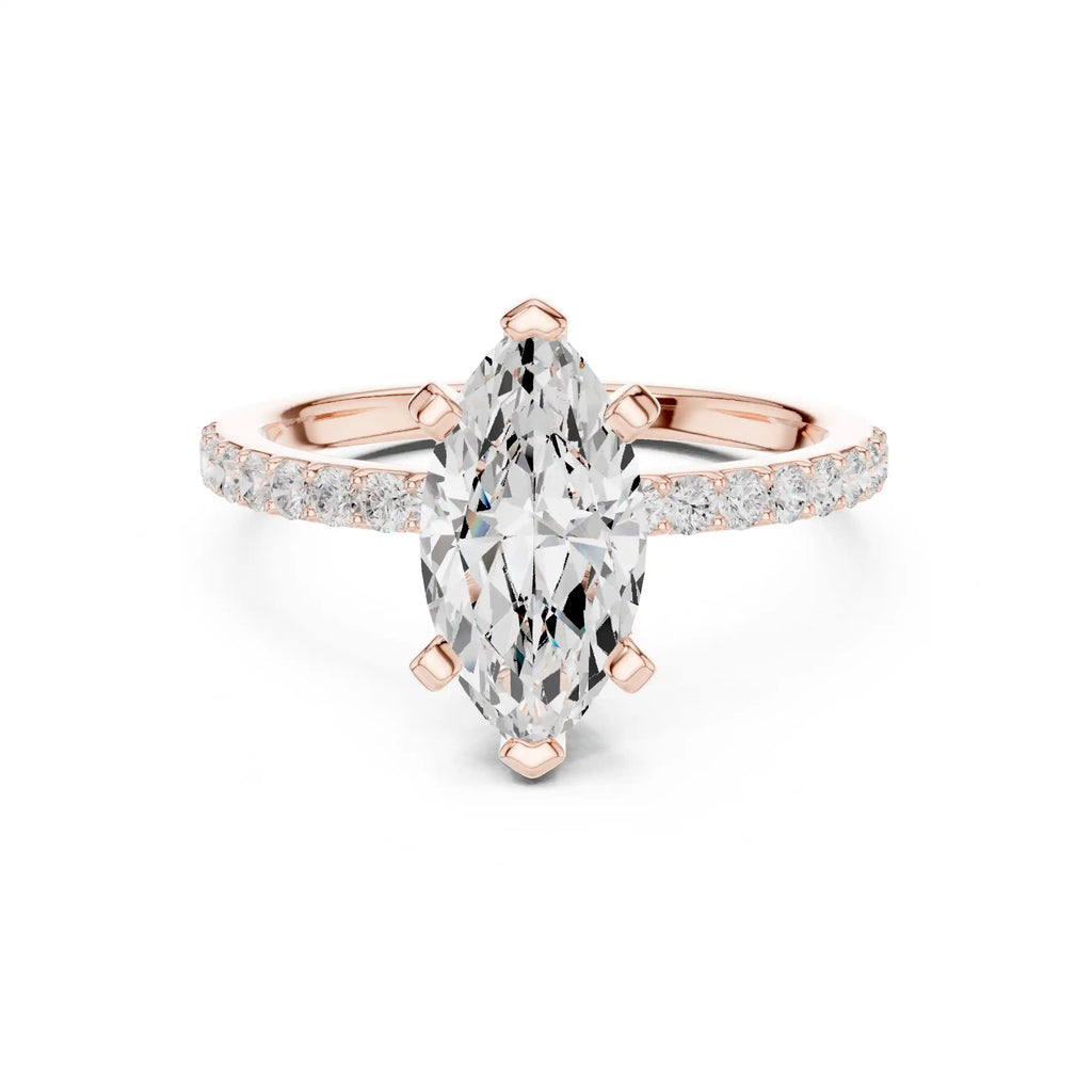 Marquise Diamond Ring with Pavé Band