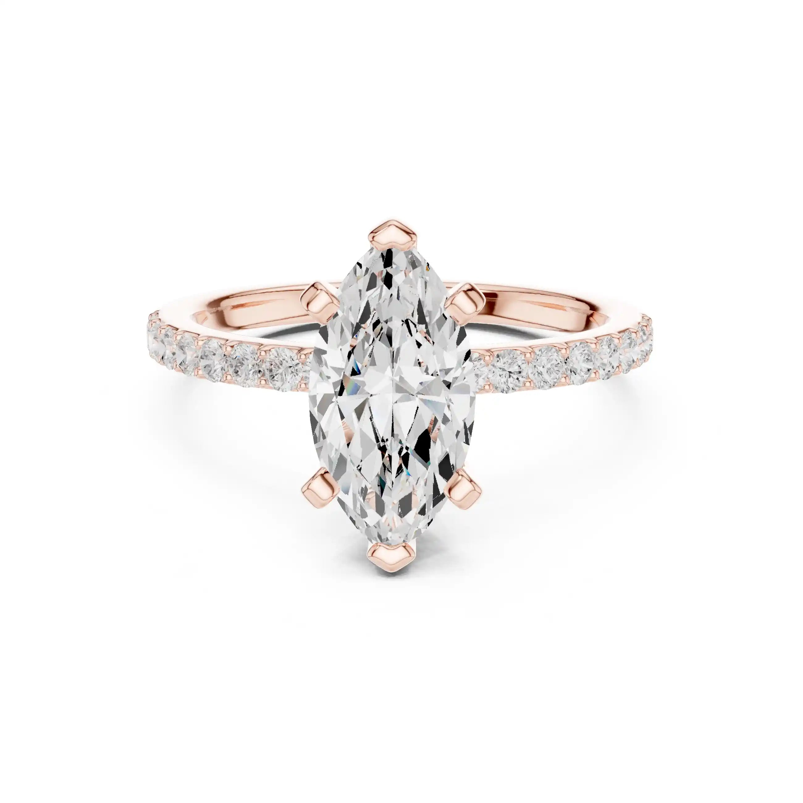 Marquise Diamond Ring with Pavé Band