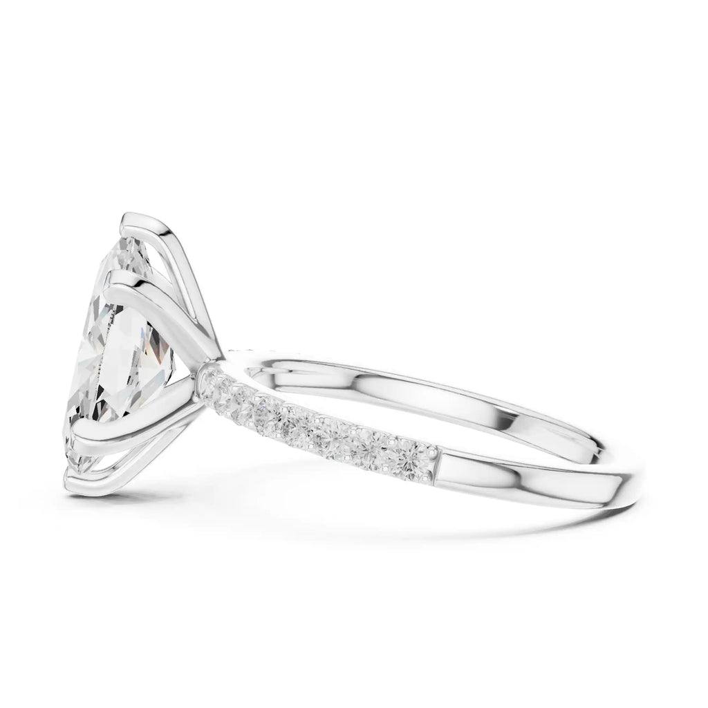 Marquise Diamond Ring with Pavé Band