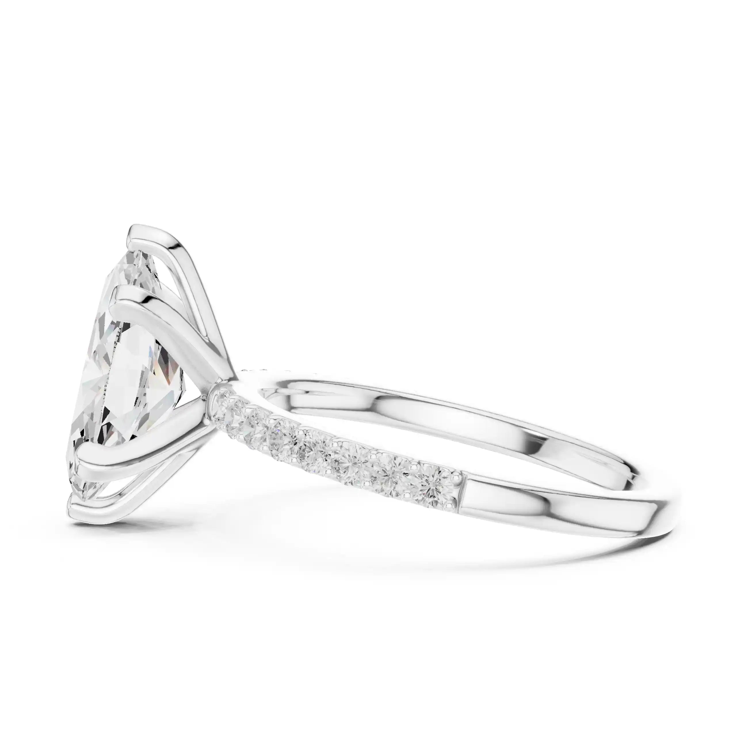 Marquise Diamond Ring with Pavé Band