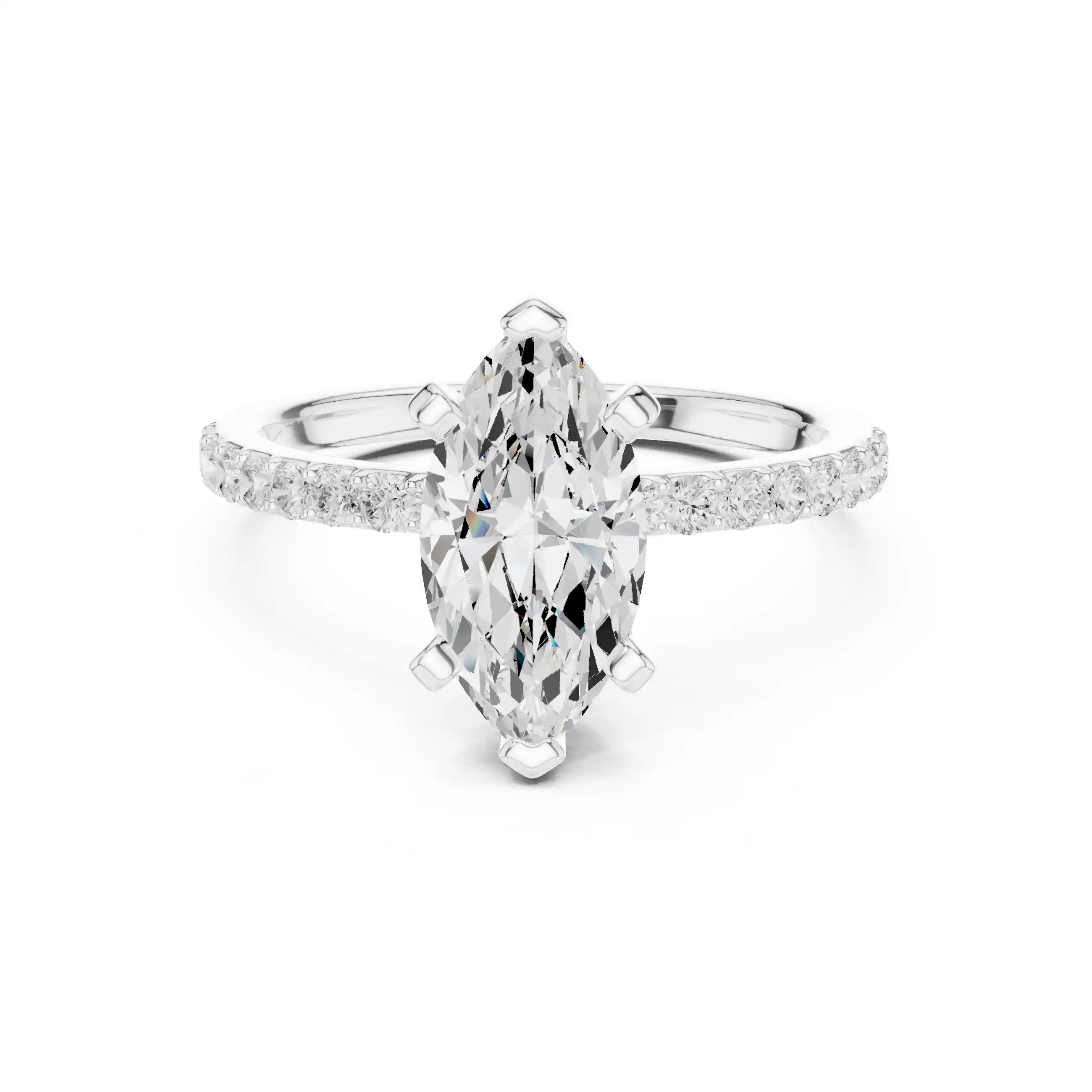 Marquise Diamond Ring with Pavé Band