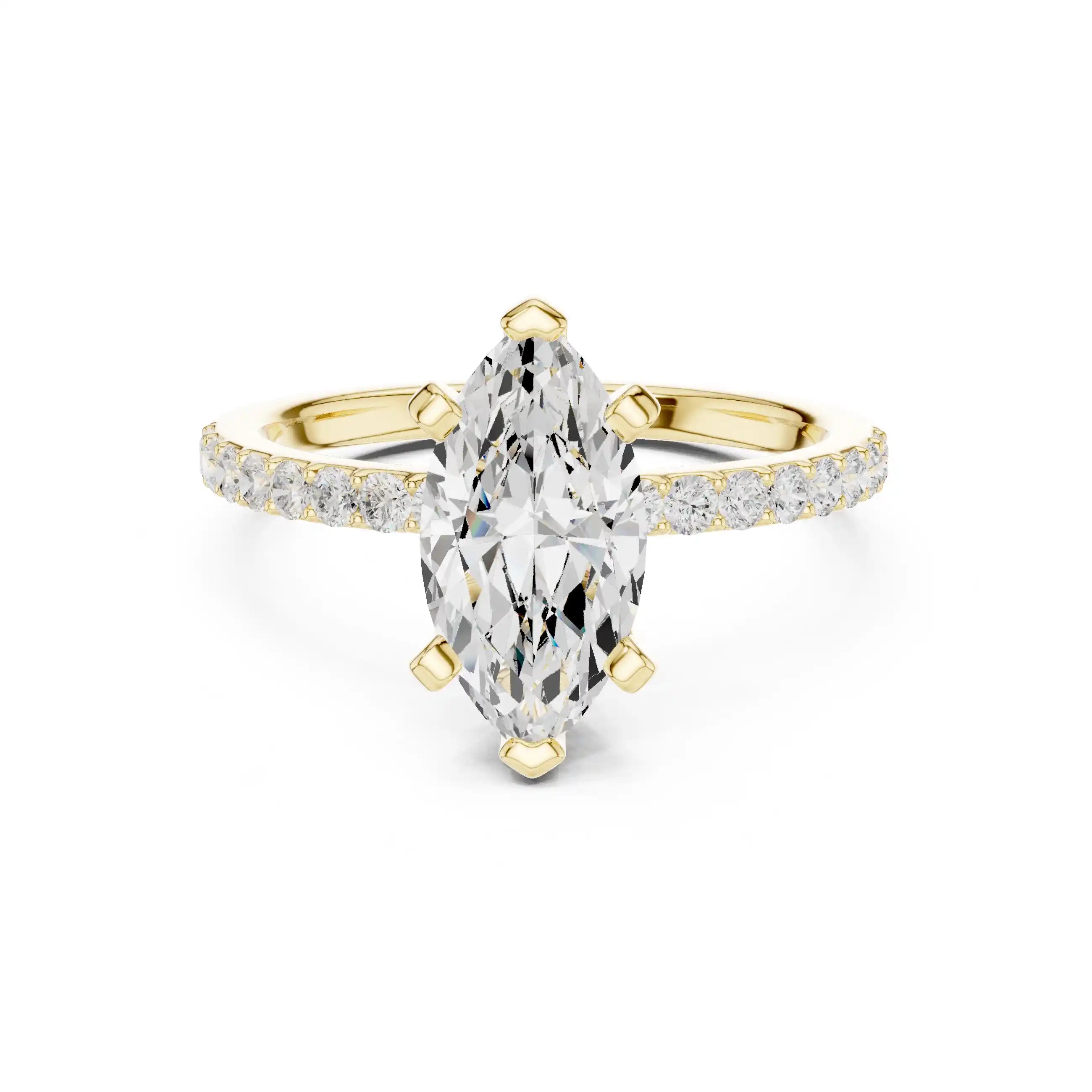 Marquise Diamond Ring with Pavé Band