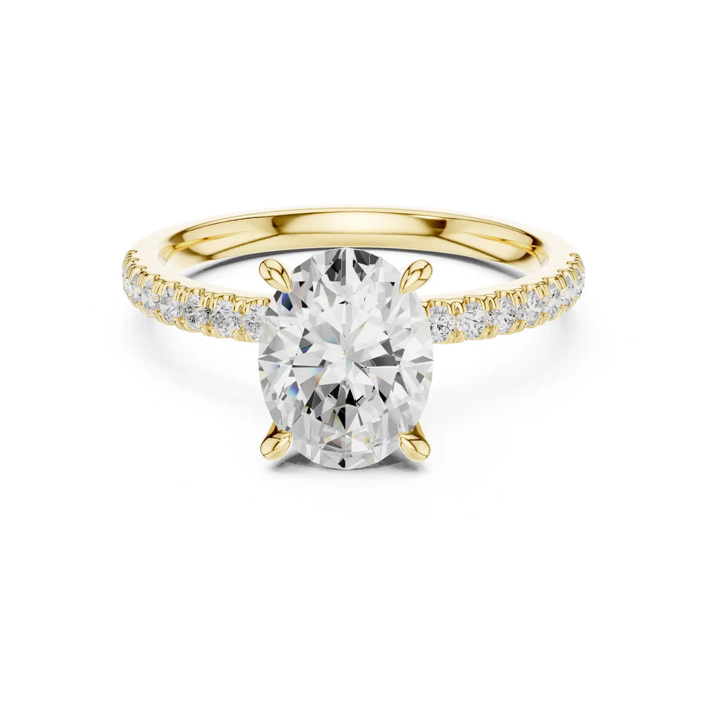 Oval-Cut Diamond Solitaire Ring with Pavé Shoulders & Hidden Marquise Accent