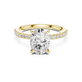 Oval-Cut Diamond Solitaire Ring with Pavé Shoulders & Hidden Marquise Accent
