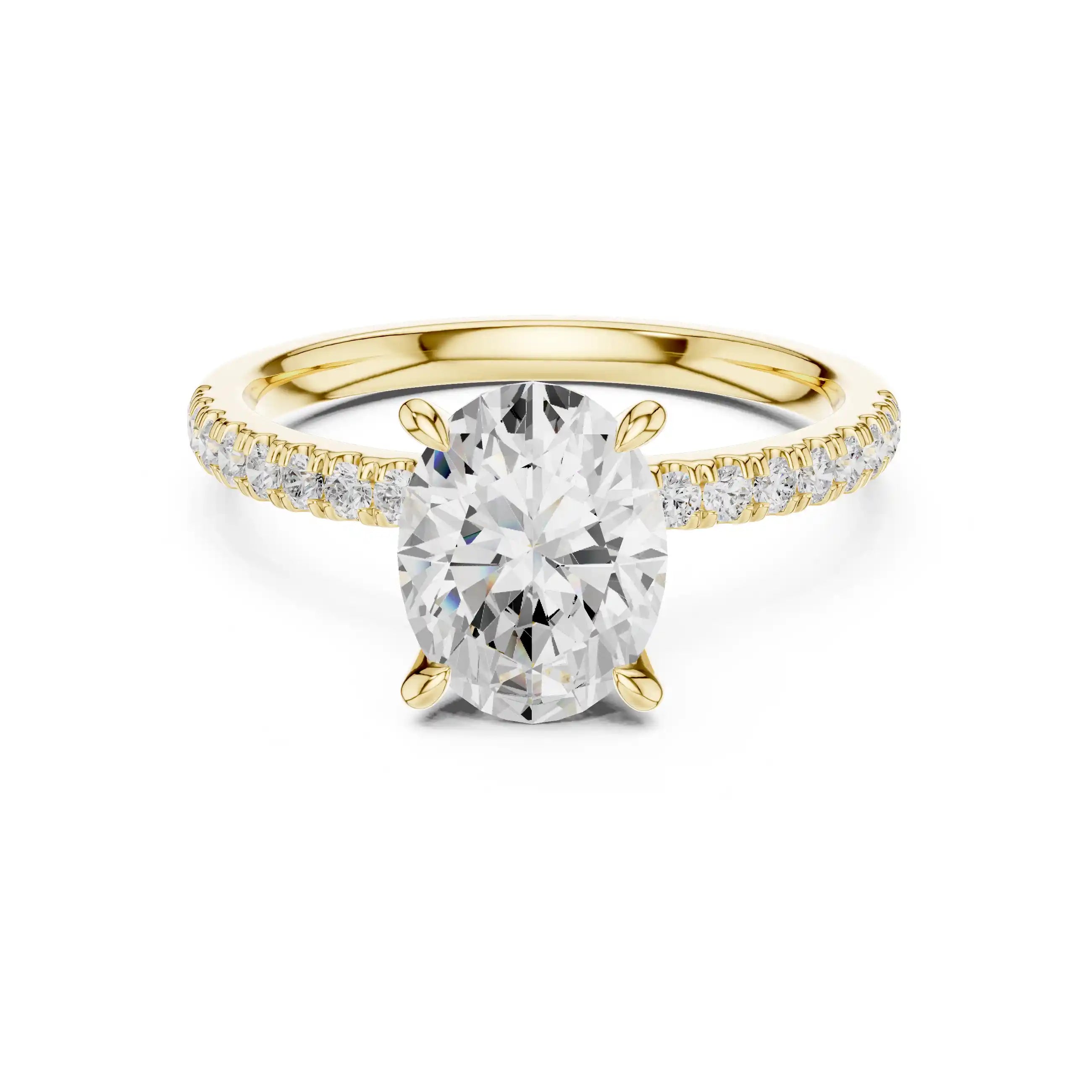 Oval-Cut Diamond Solitaire Ring with Pavé Shoulders & Hidden Marquise Accent