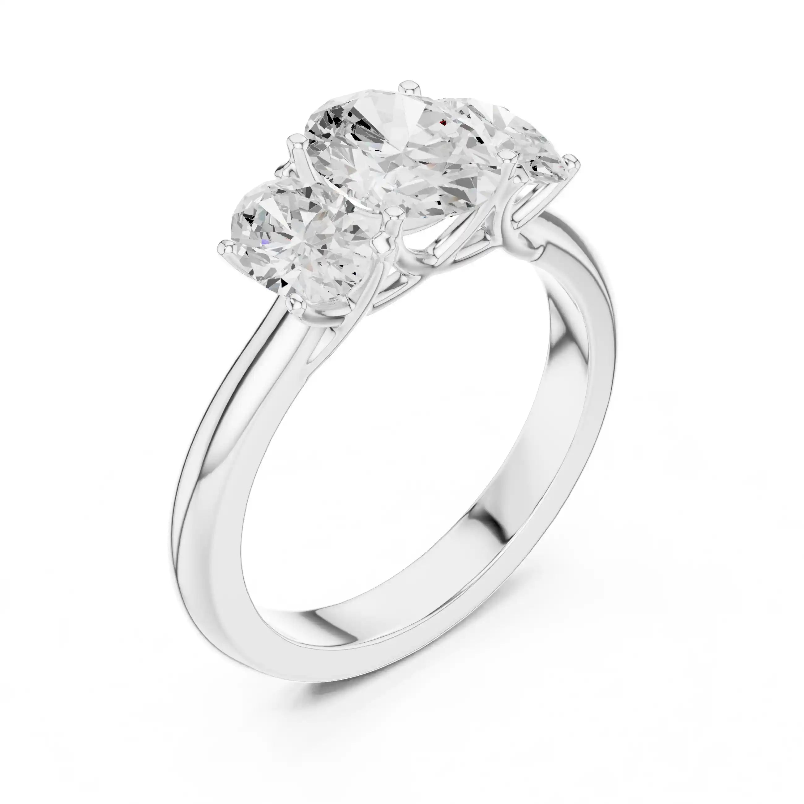 Three-Stone Oval-Cut Diamond Ring