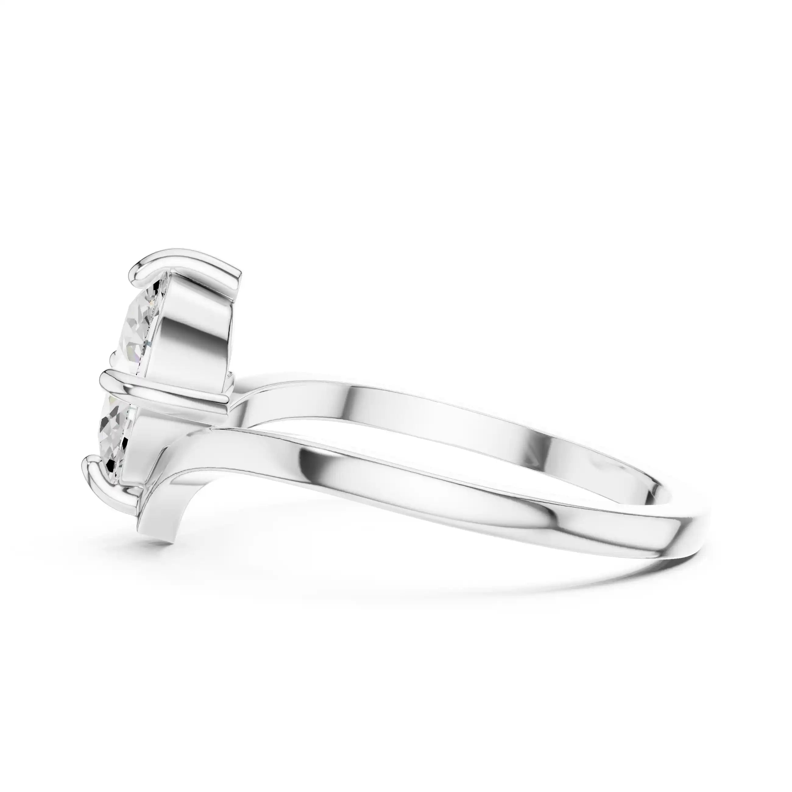 Oval-Cut Diamond Solitaire Ring with Chevron Band