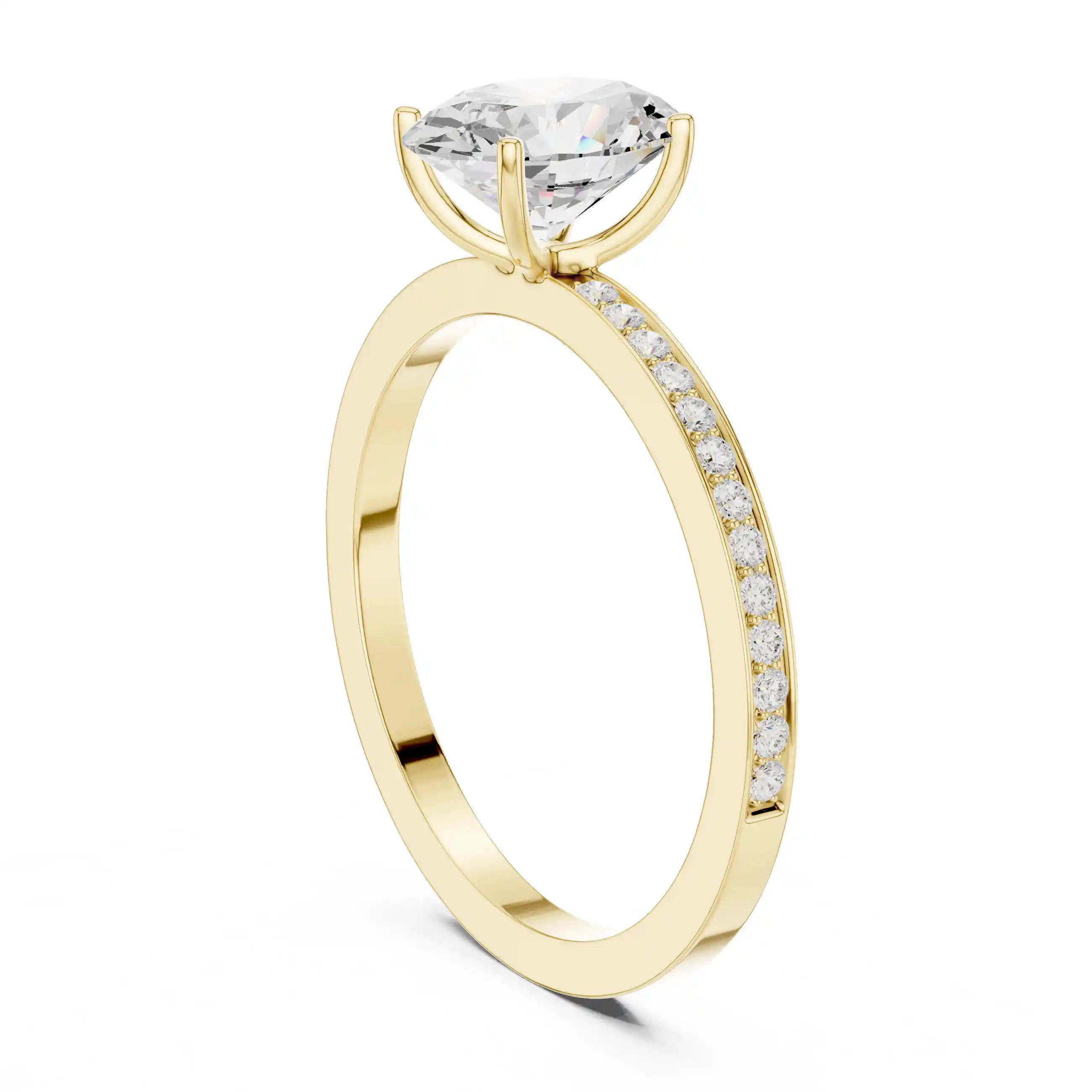 Oval-Cut Diamond Solitaire Ring with Pavé Band