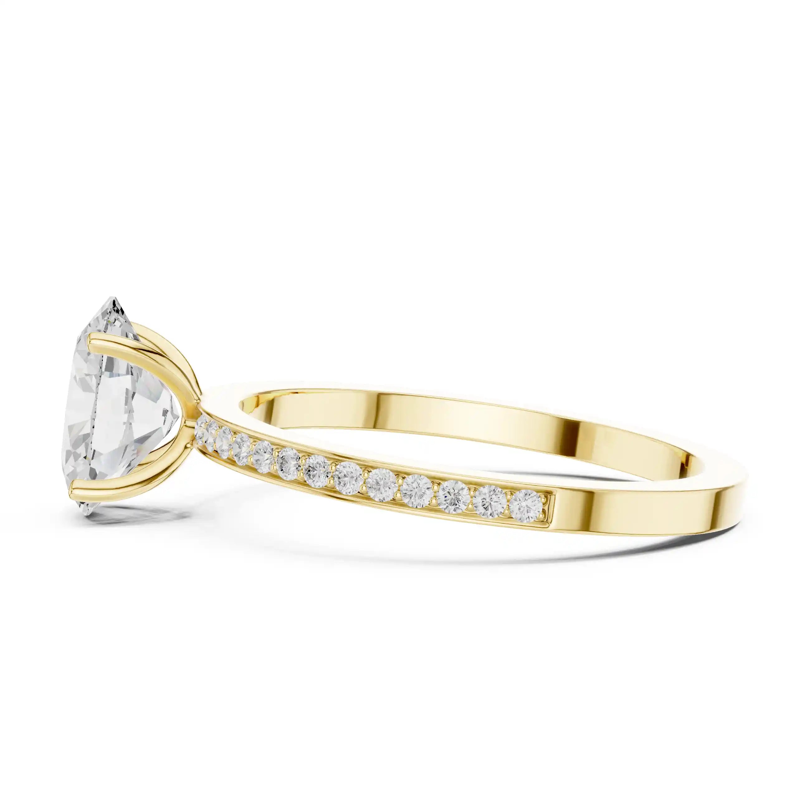 Oval-Cut Diamond Solitaire Ring with Pavé Band