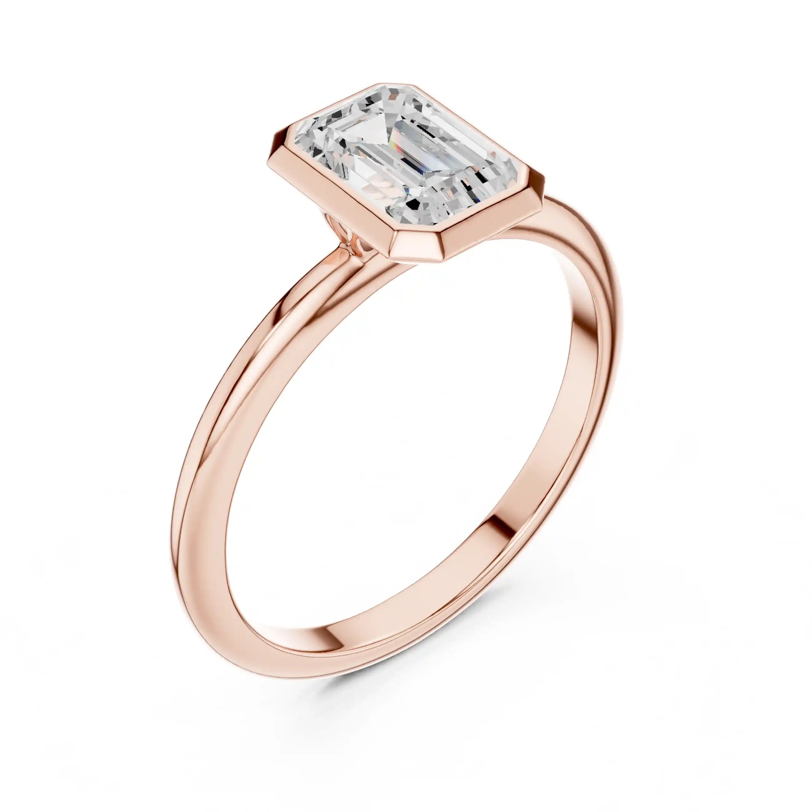 Emerald-Cut Diamond Bezel Solitaire Ring