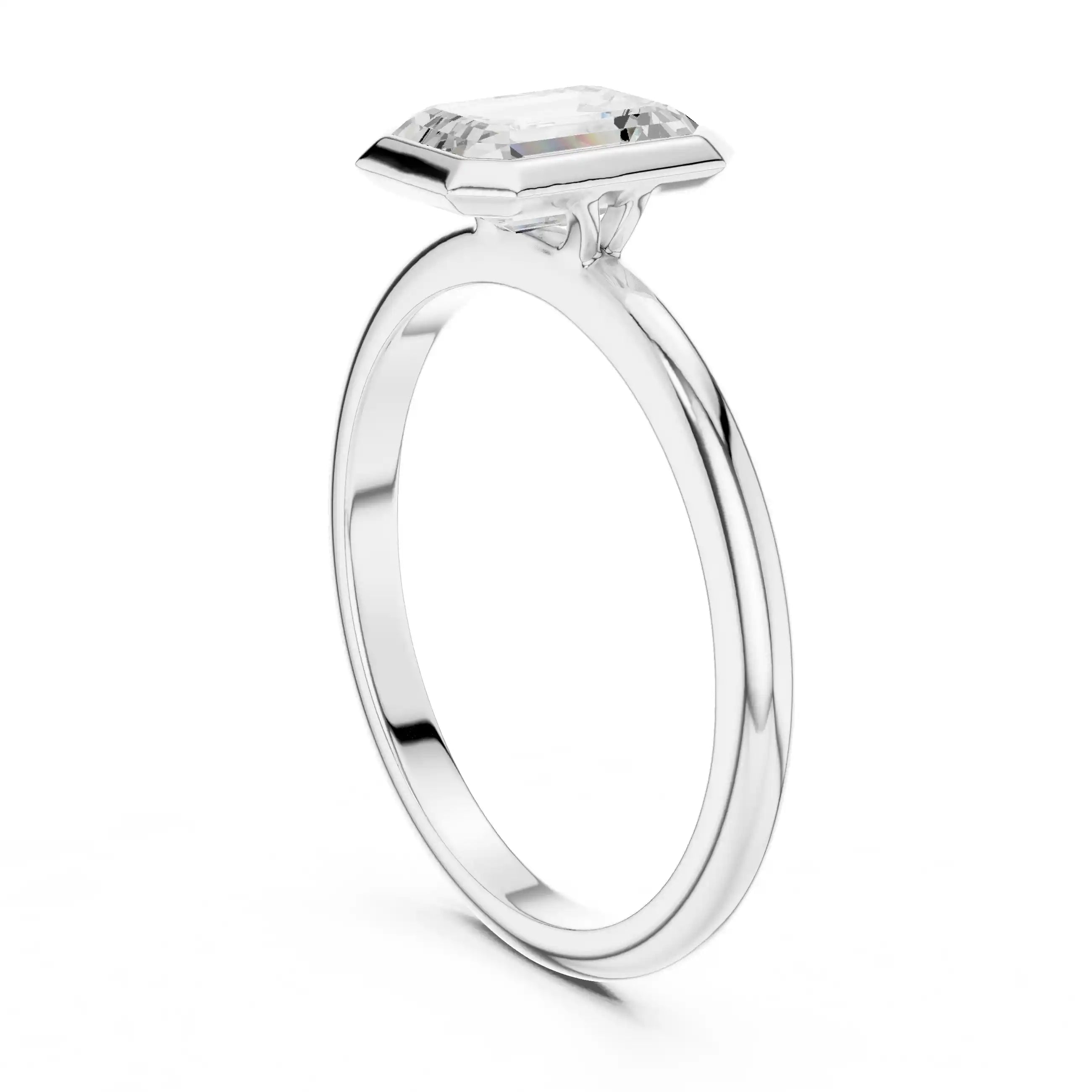 Emerald-Cut Diamond Bezel Solitaire Ring