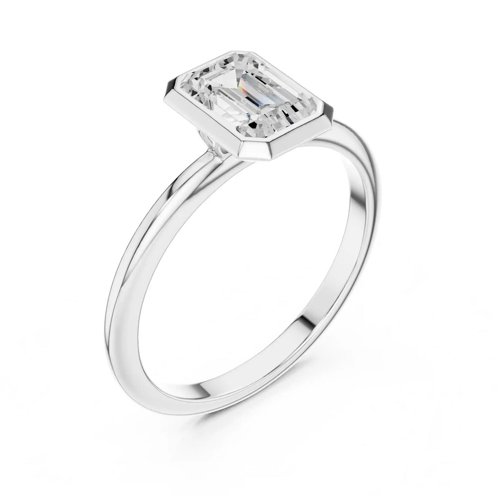Emerald-Cut Diamond Bezel Solitaire Ring