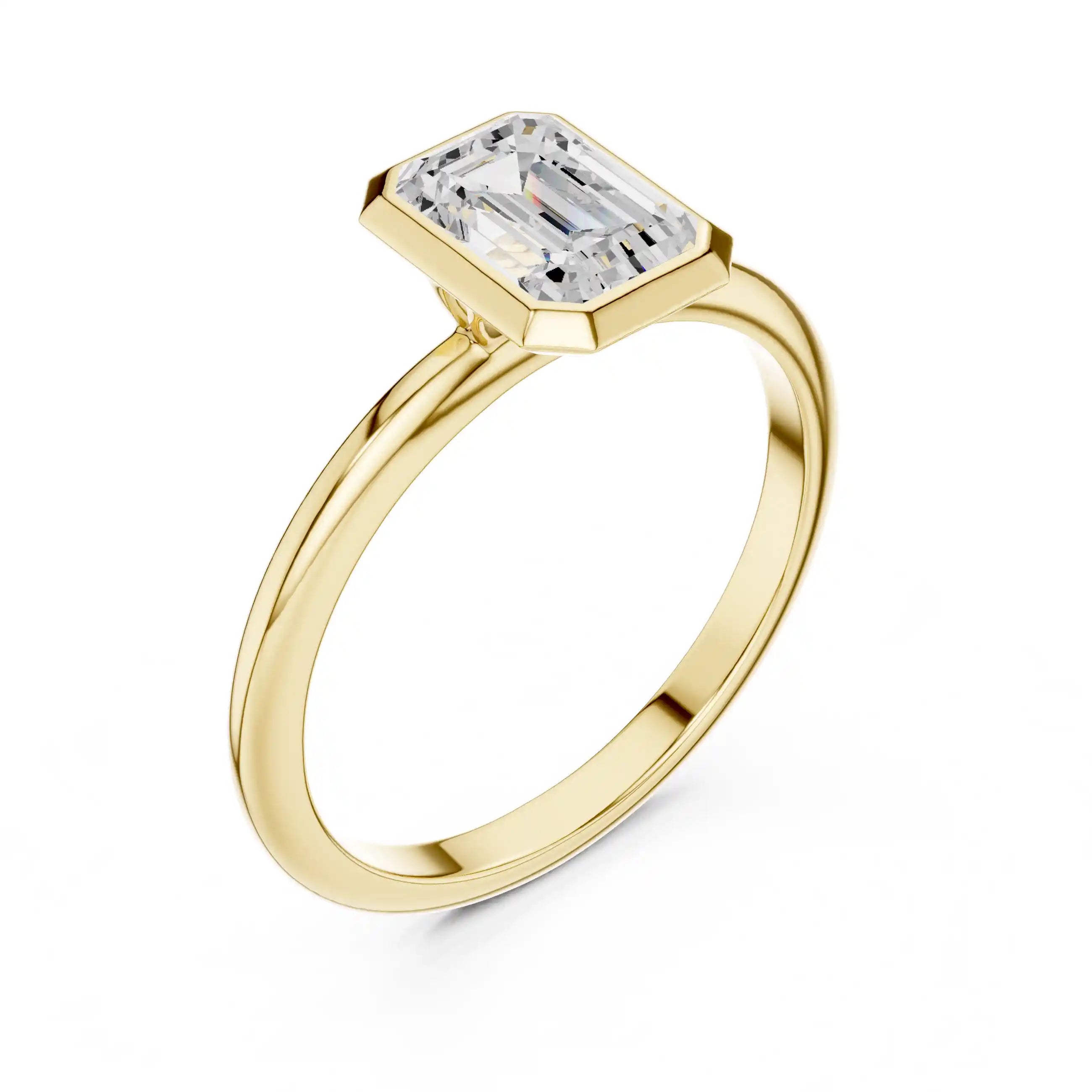 Emerald-Cut Diamond Bezel Solitaire Ring