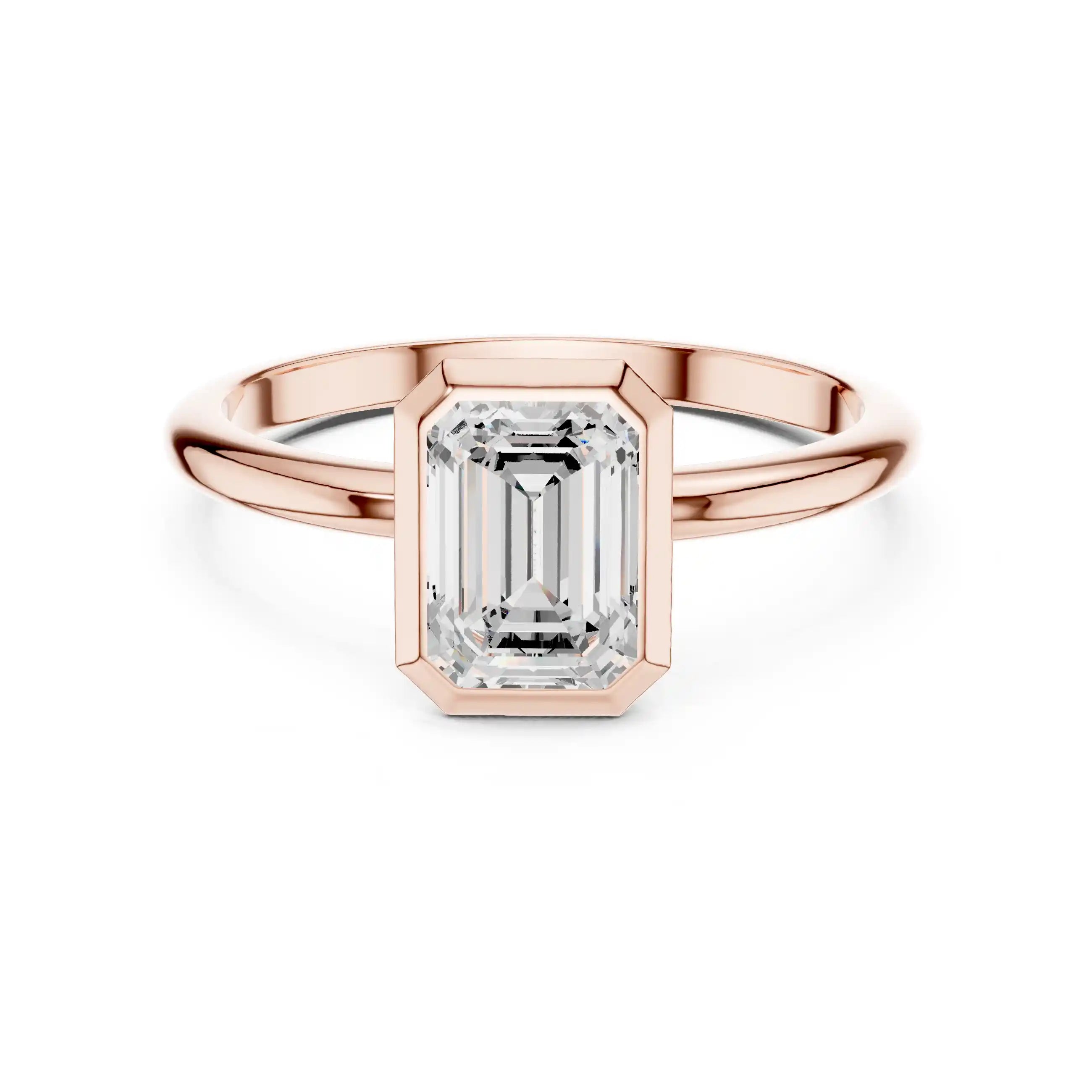 Emerald-Cut Diamond Bezel Solitaire Ring