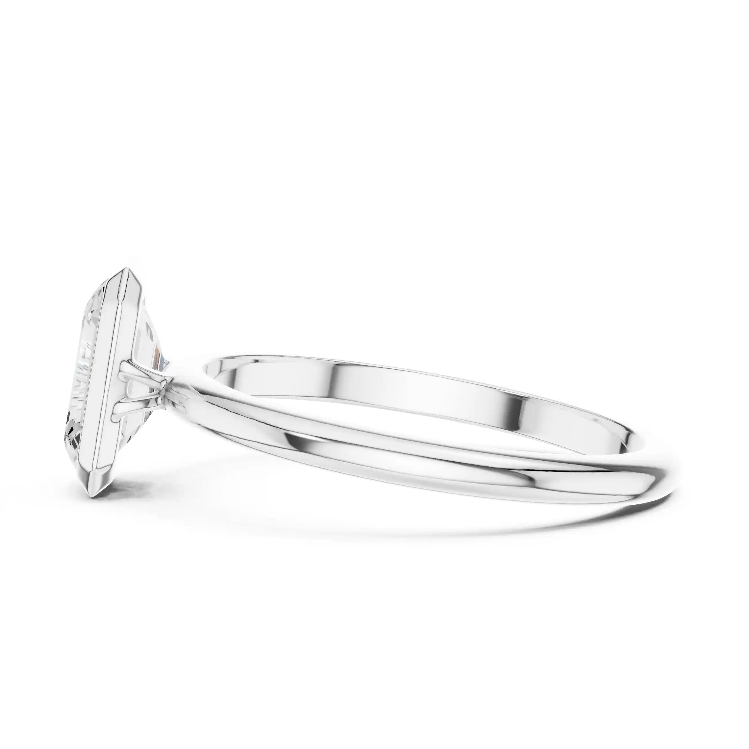 Emerald-Cut Diamond Bezel Solitaire Ring