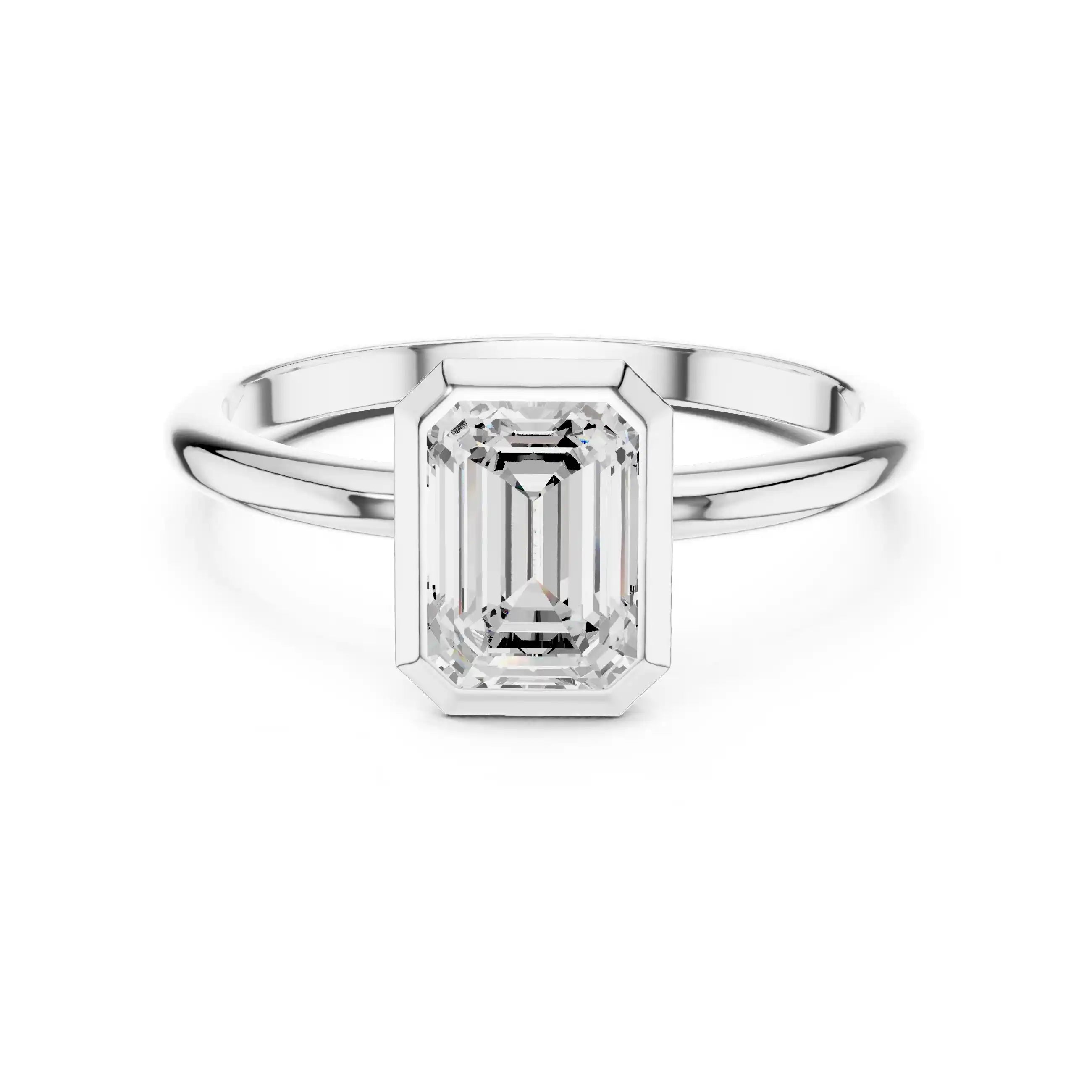 Emerald-Cut Diamond Bezel Solitaire Ring