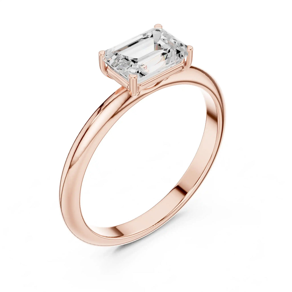 Emerald-Cut East–West Diamond Engagement Ring