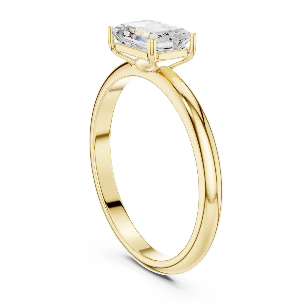 Emerald-Cut East–West Diamond Engagement Ring