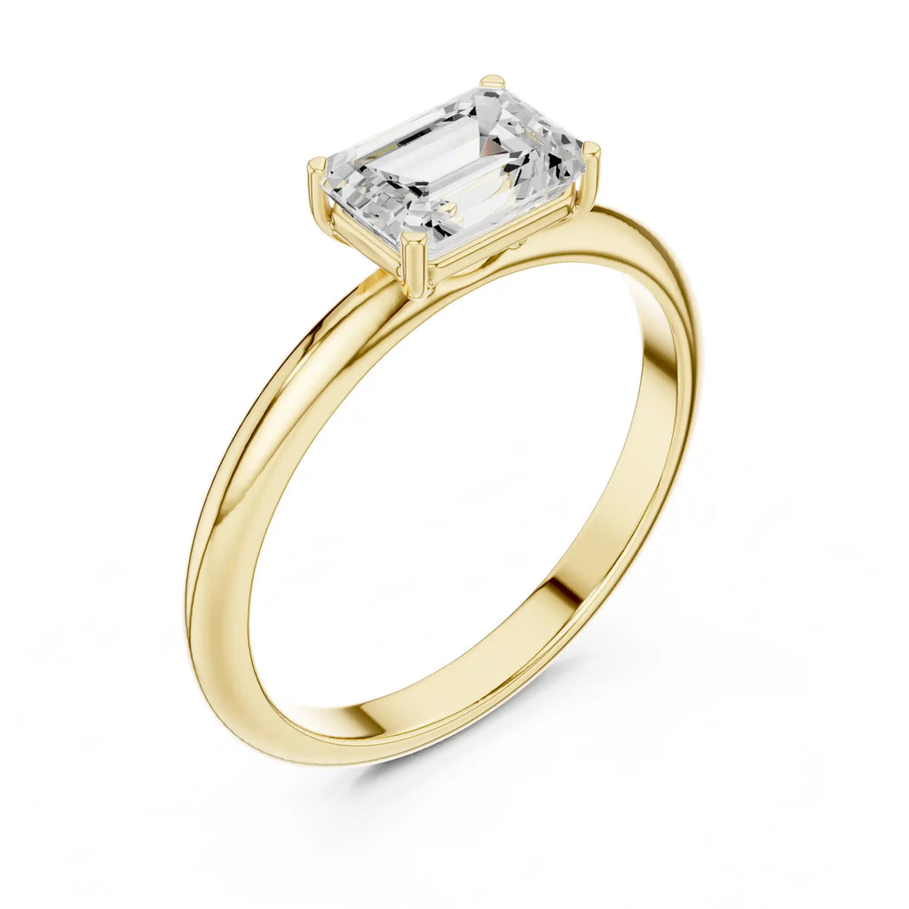 Emerald-Cut East–West Diamond Engagement Ring