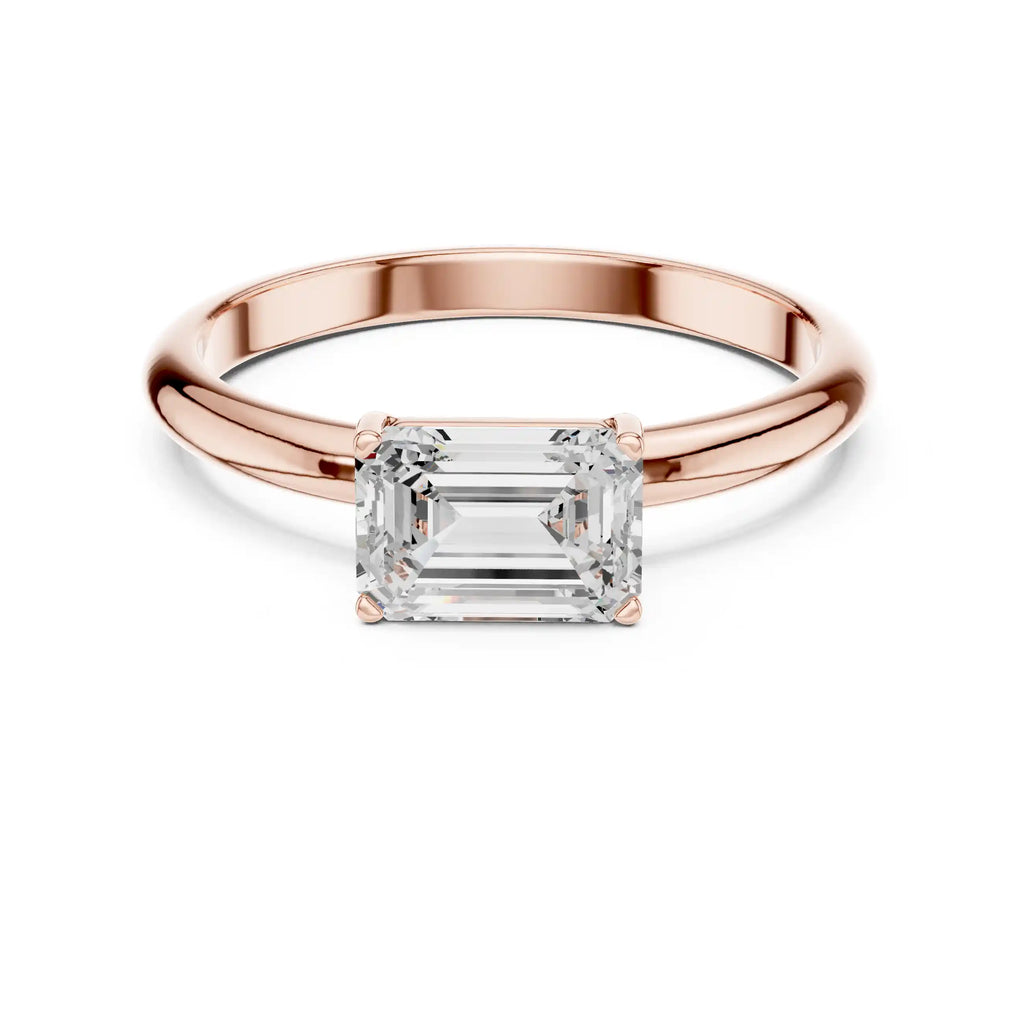 Emerald-Cut East–West Diamond Engagement Ring
