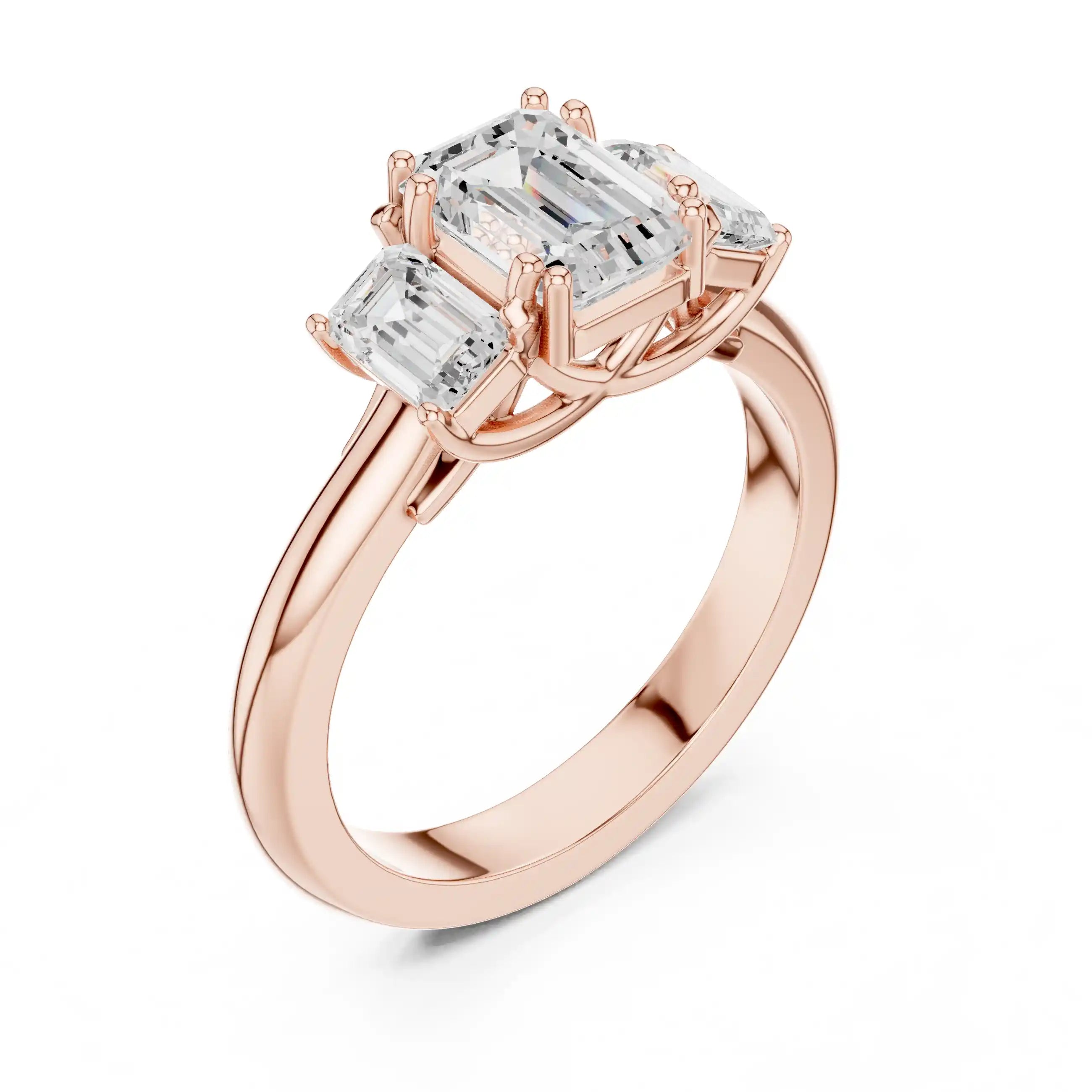 Emerald Cut Diamond Ring with Side Stones