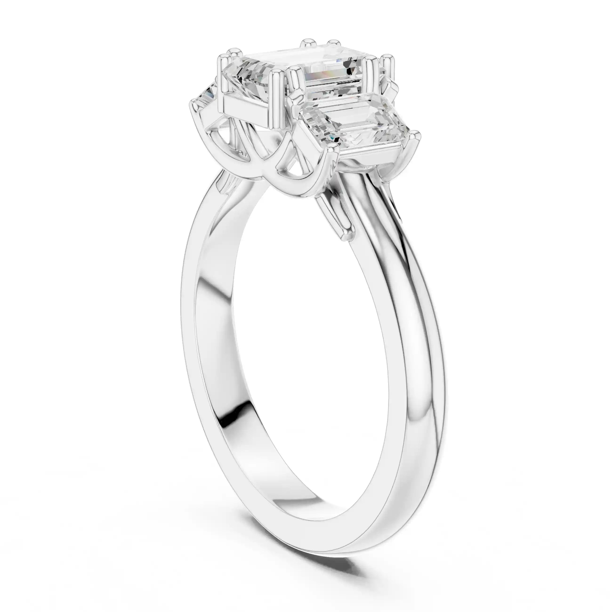 Emerald Cut Diamond Ring with Side Stones