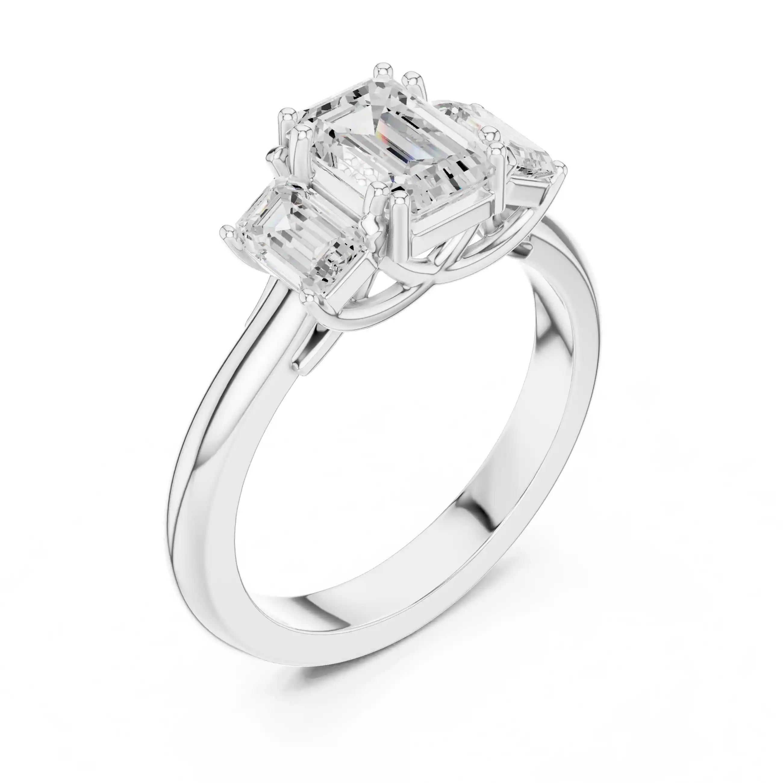 Emerald Cut Diamond Ring with Side Stones