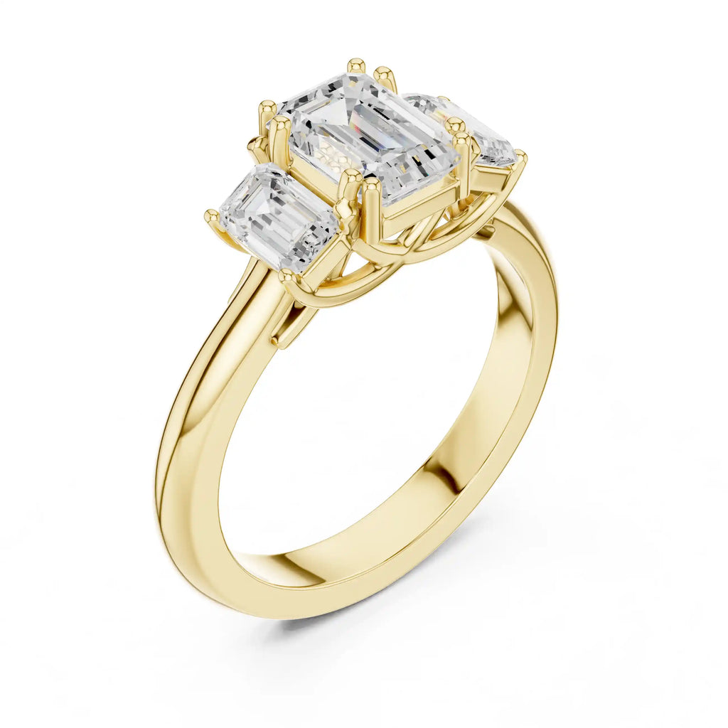 Emerald Cut Diamond Ring with Side Stones