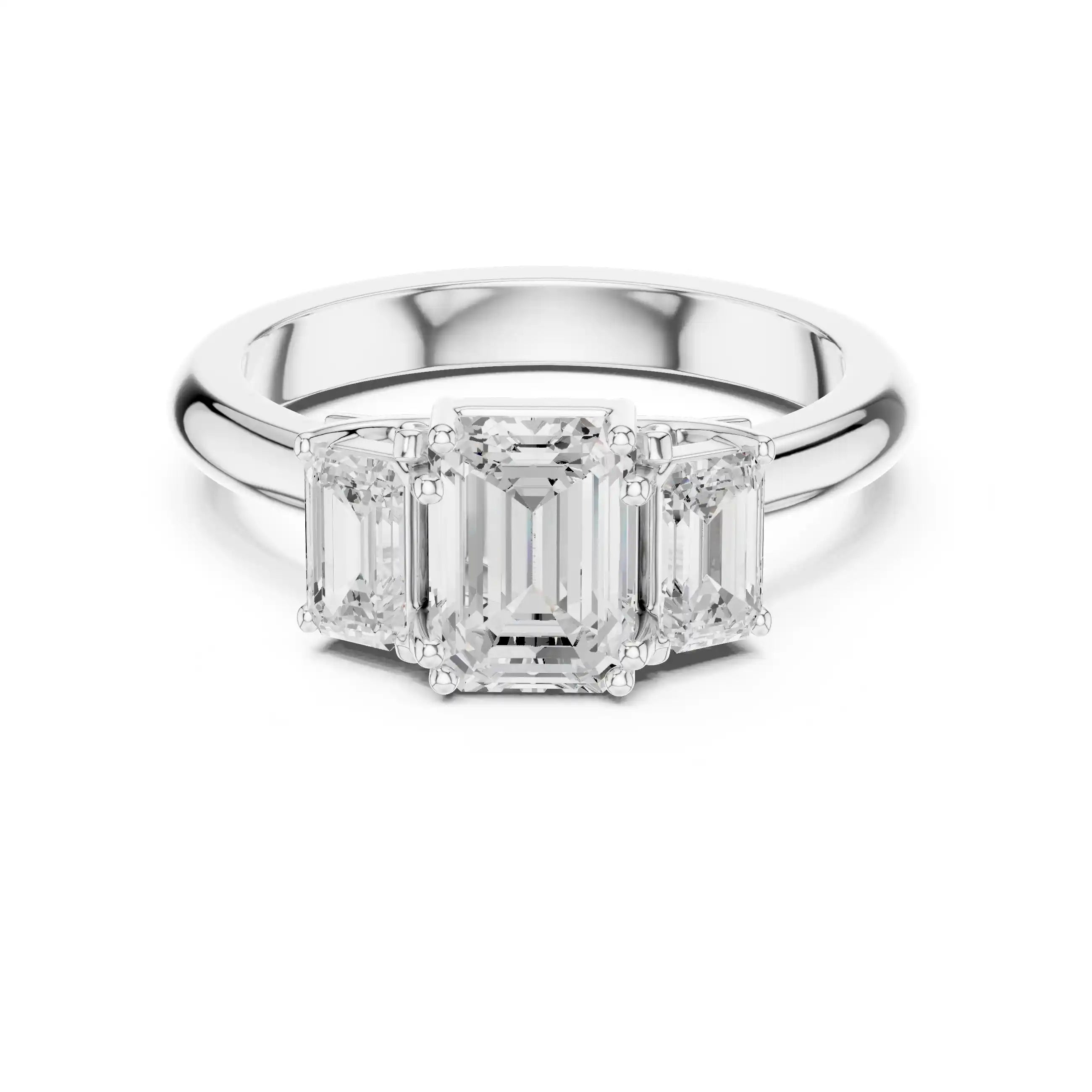 Emerald Cut Diamond Ring with Side Stones