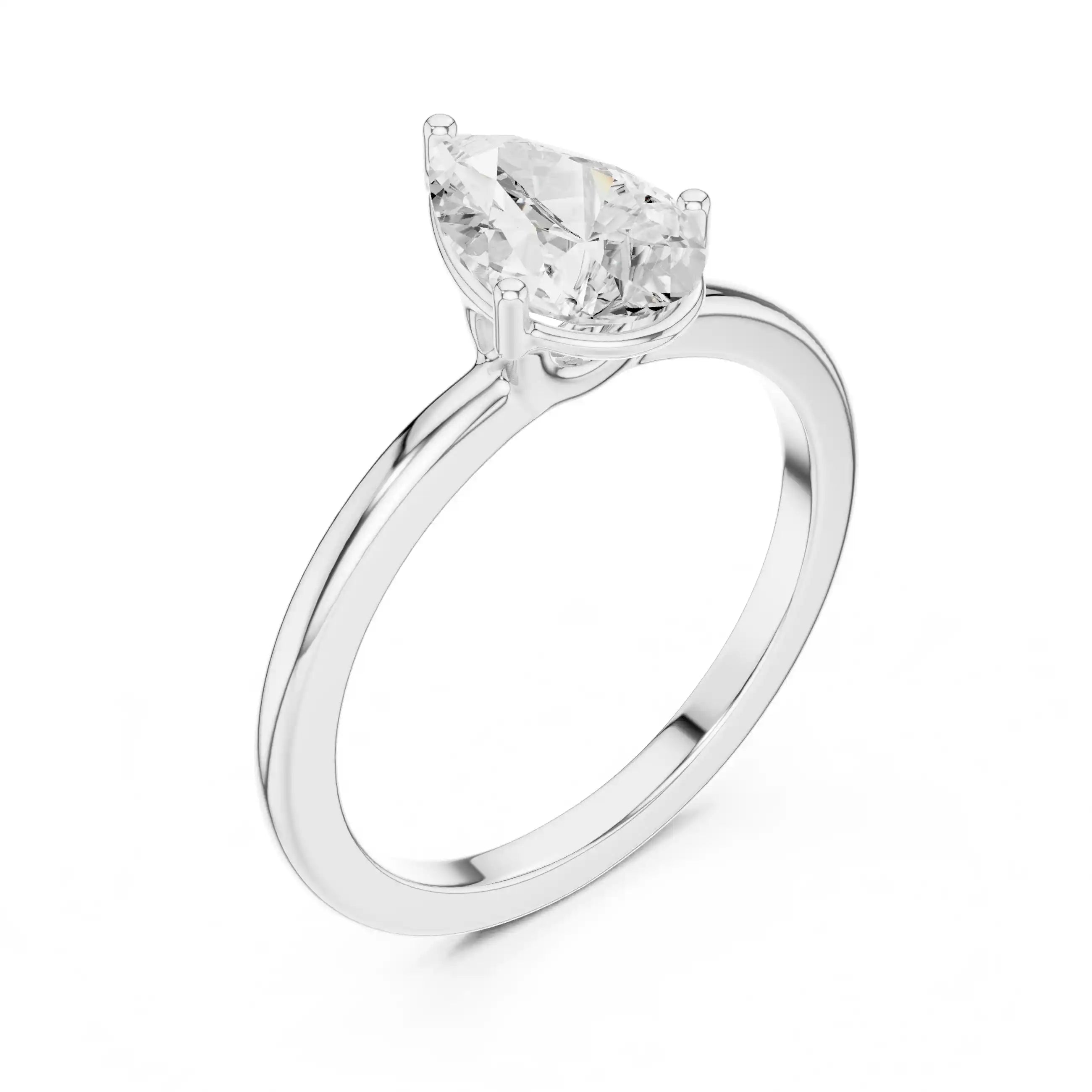 Pear Shape Diamond Solitaire Ring