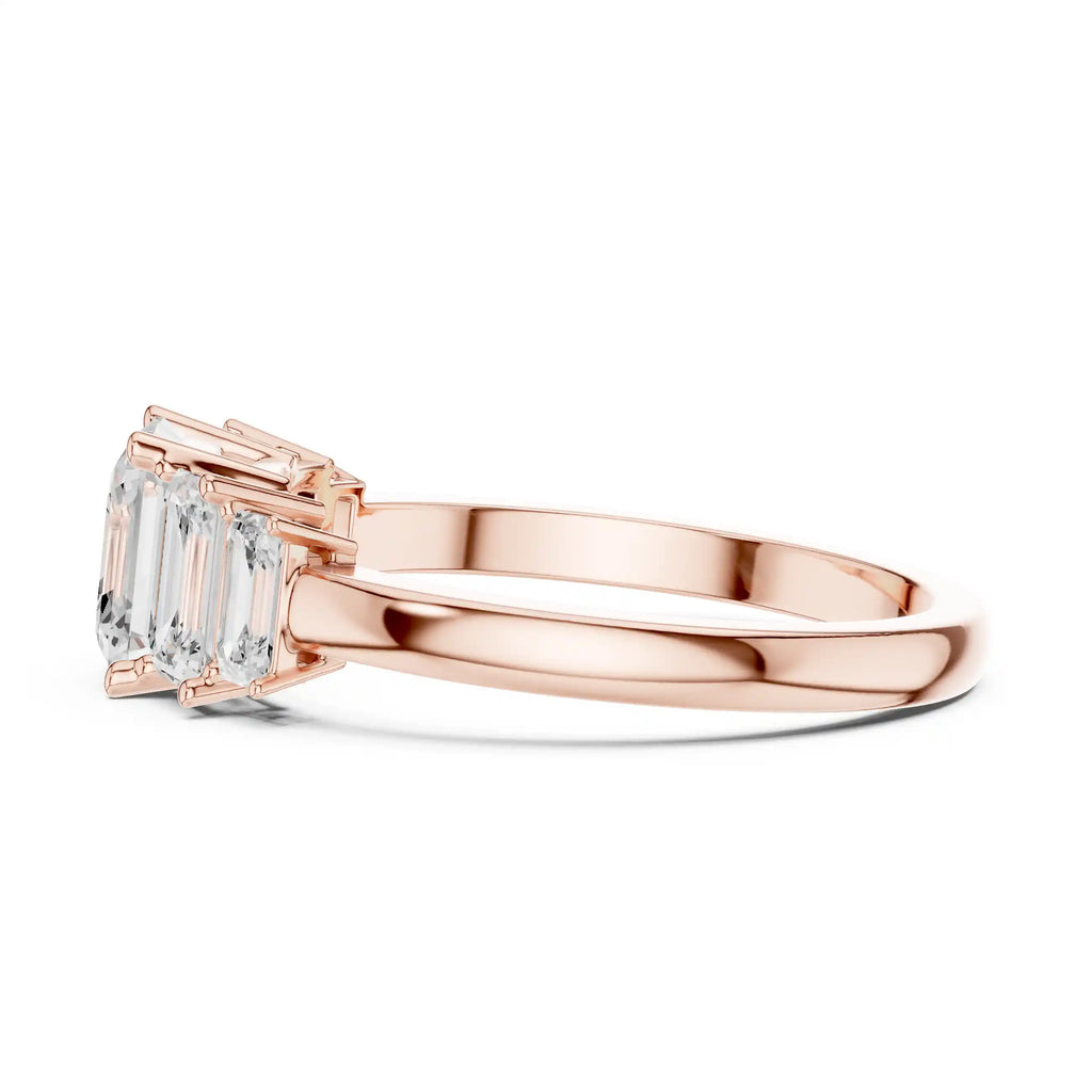 Emerald-Cut Diamond Five-Stone Ring with Classic Band