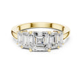 Emerald-Cut Diamond Five-Stone Ring with Classic Band