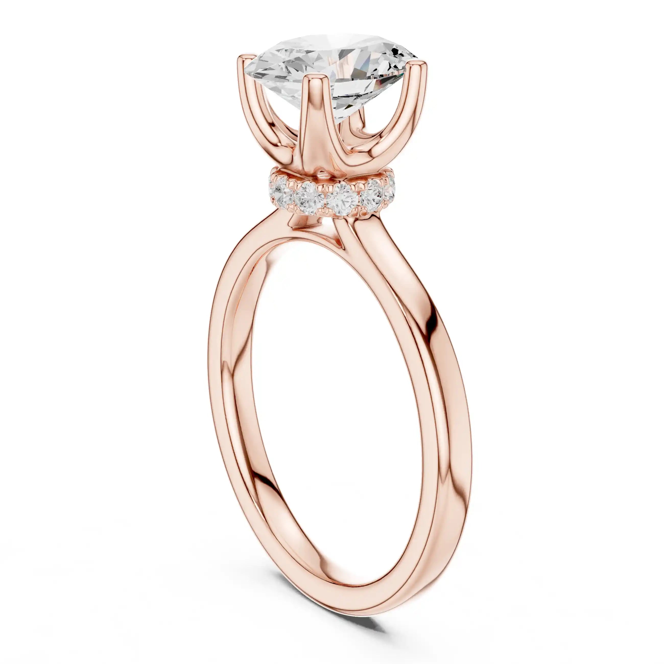 Oval Cut Diamond Engagement Ring with Hidden Halo