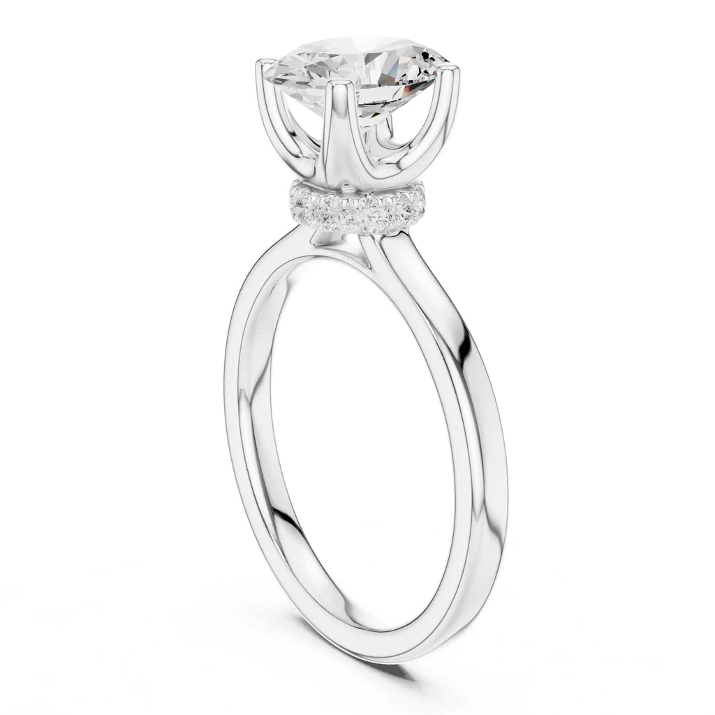 Oval Cut Diamond Engagement Ring with Hidden Halo