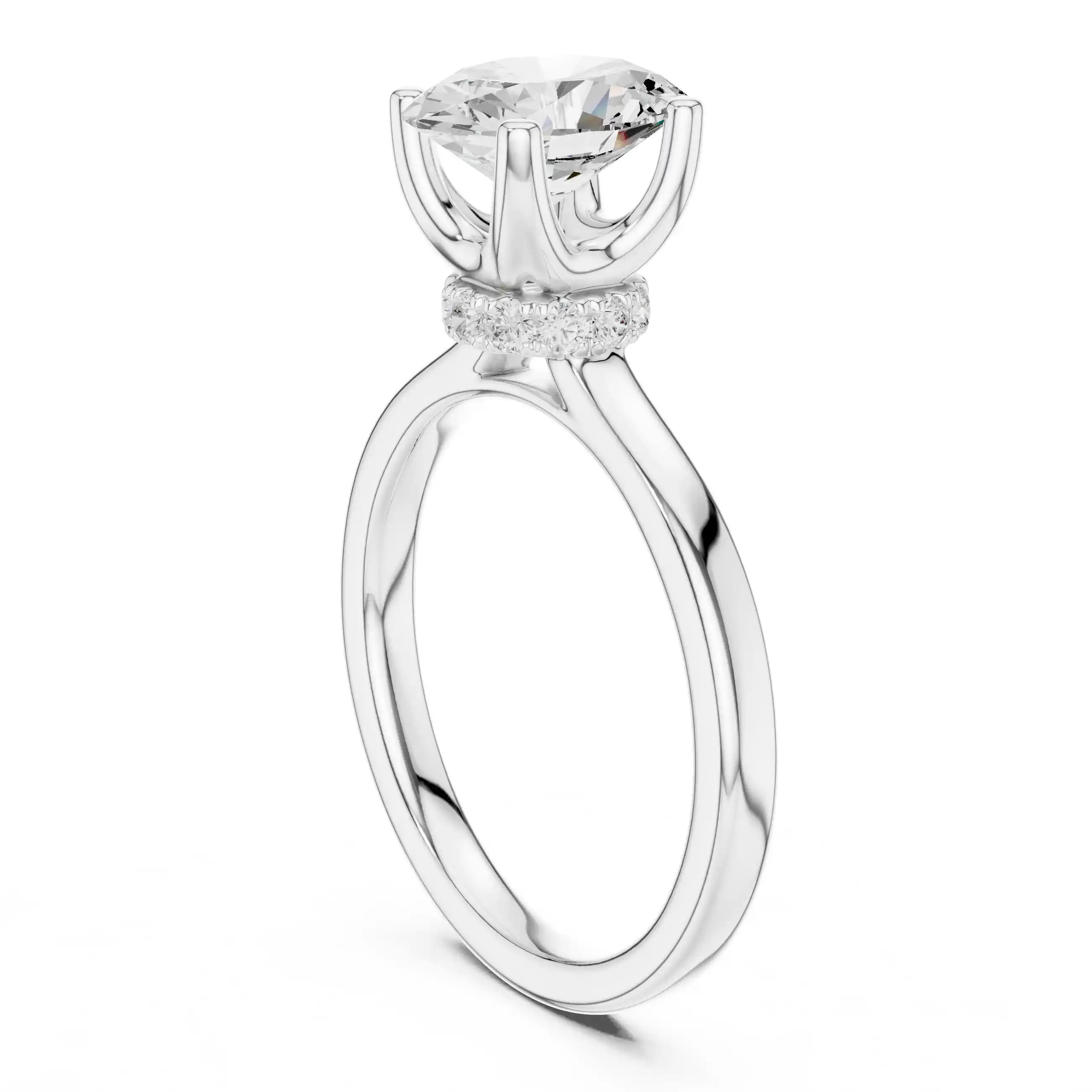 Oval Cut Diamond Engagement Ring with Hidden Halo