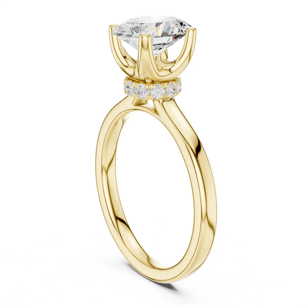 Oval Cut Diamond Engagement Ring with Hidden Halo