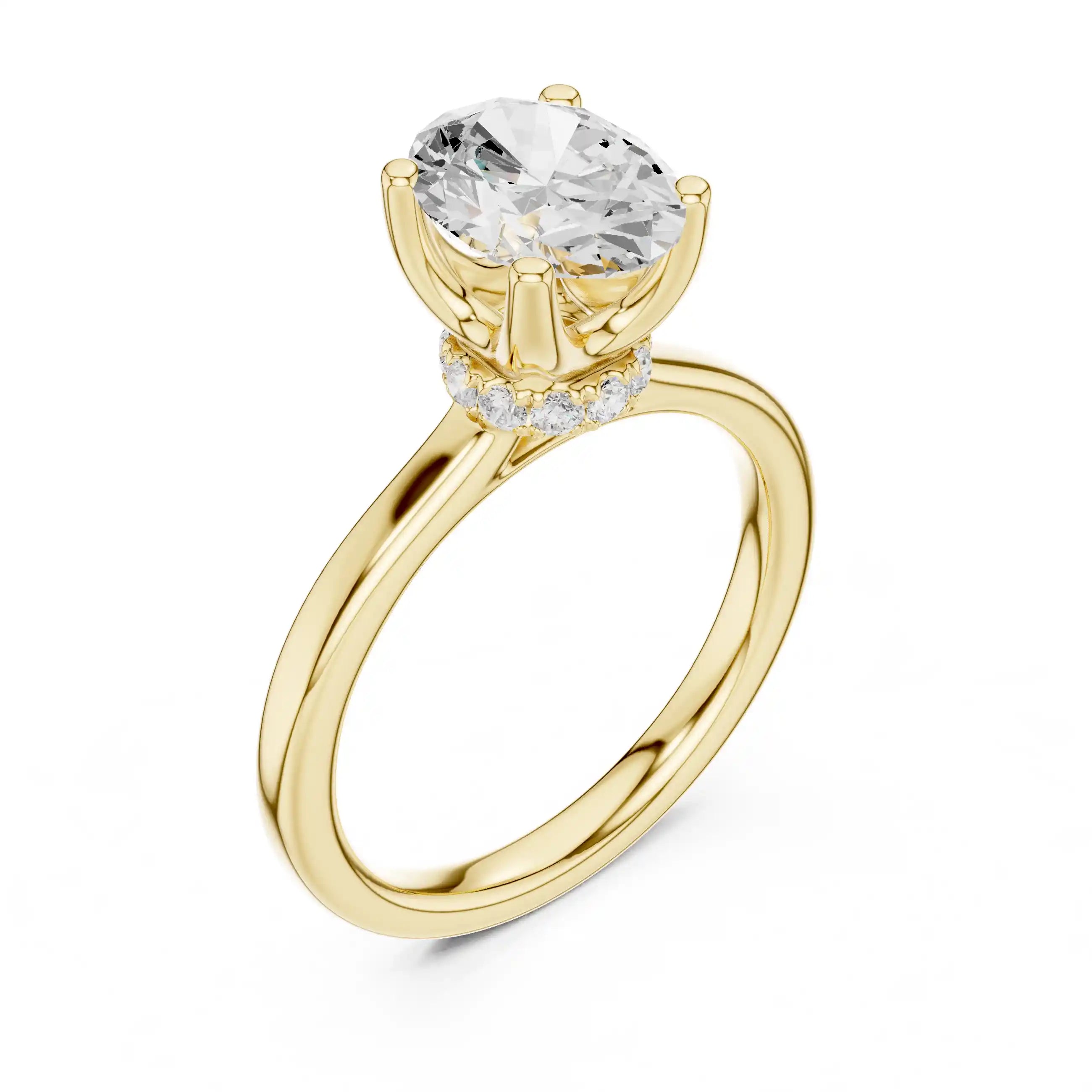 Oval Cut Diamond Engagement Ring with Hidden Halo